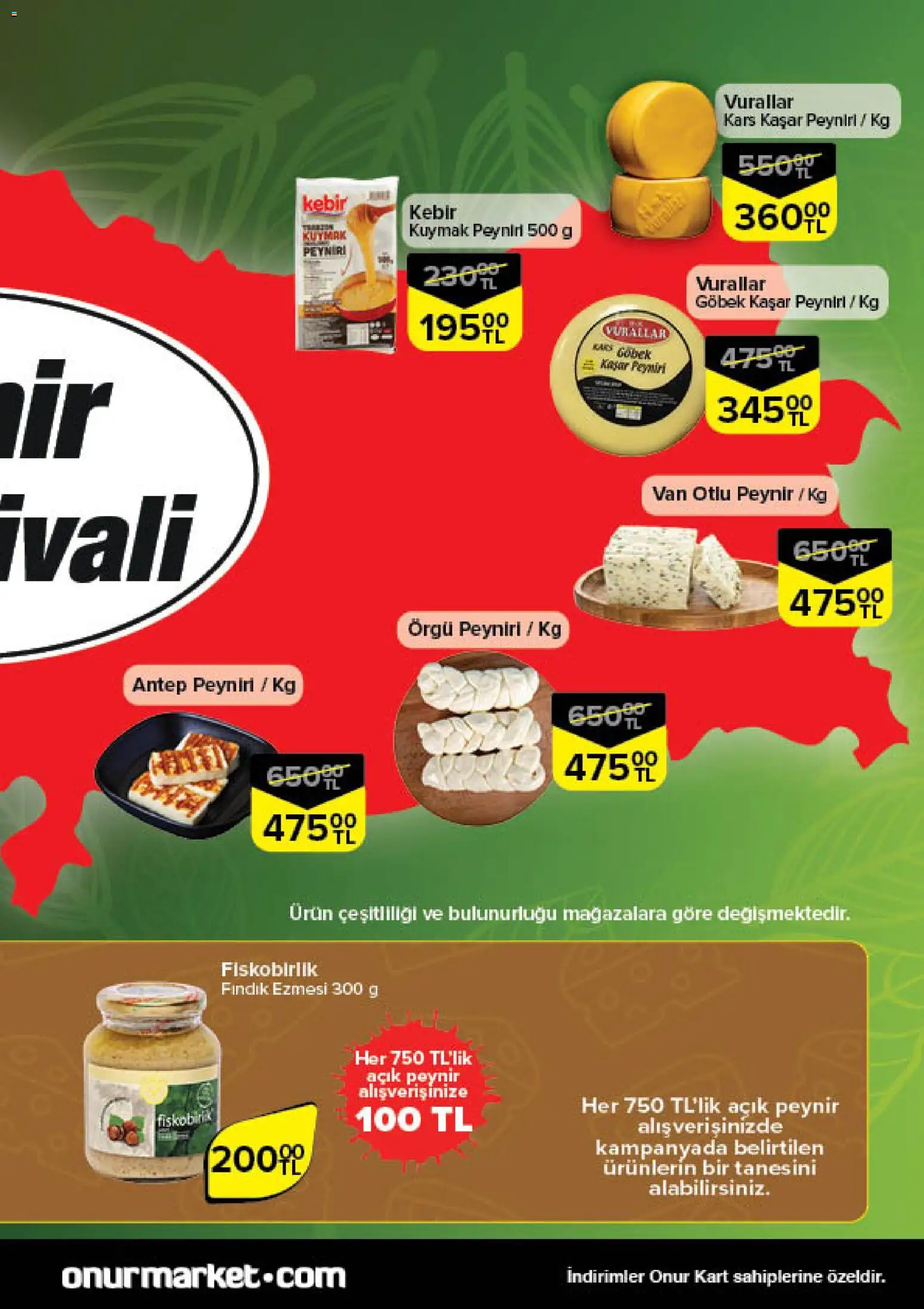 Onur Market Katalog - Bursa - 18.12.2025 tarihinden itibaren geçerlidir | Sayfa: 5 | Ürünler: Peynir, Fındık