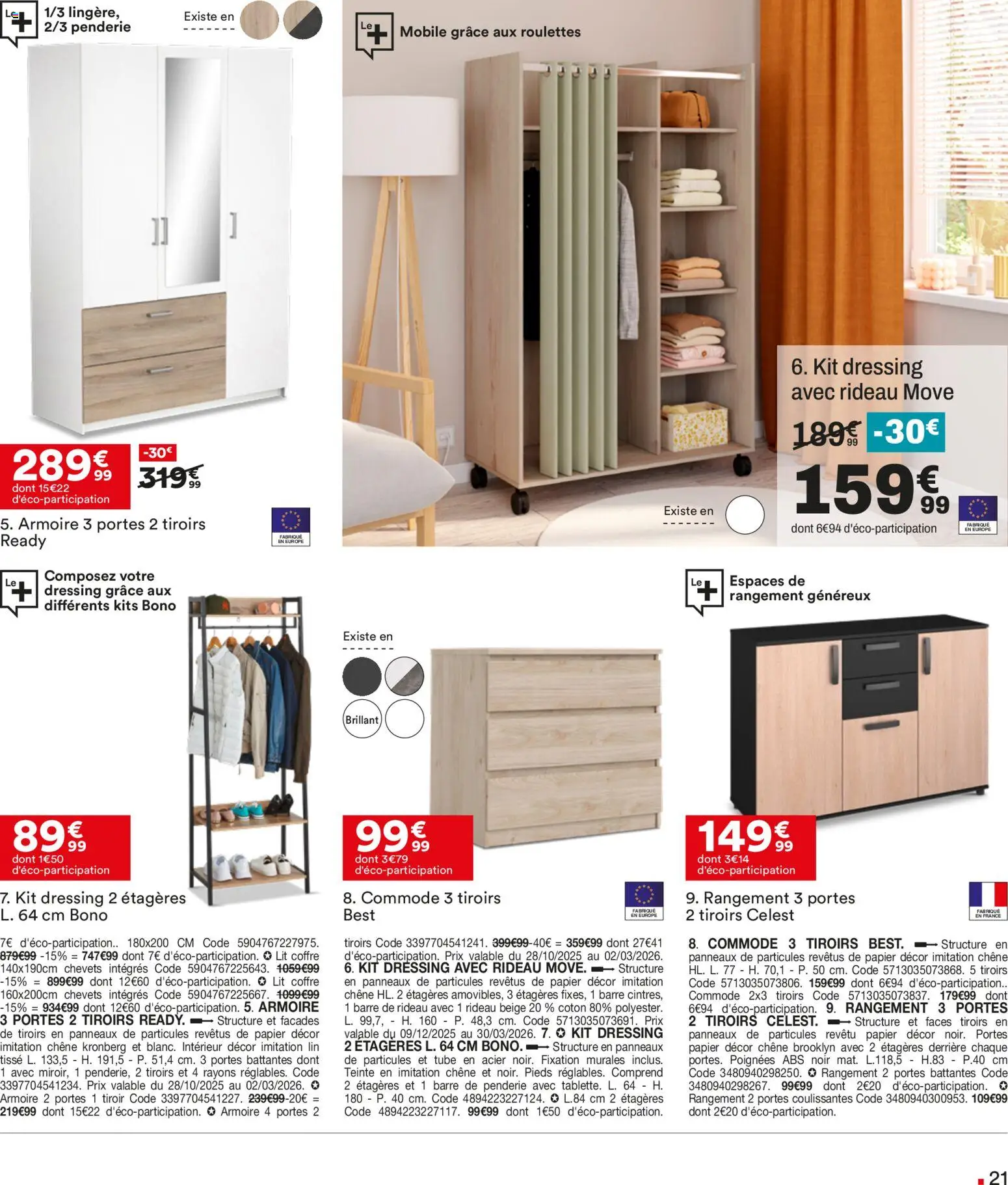 {H1} | Page: 21 | Produits: Kit dressing, Poignées, Armoire, Dressing