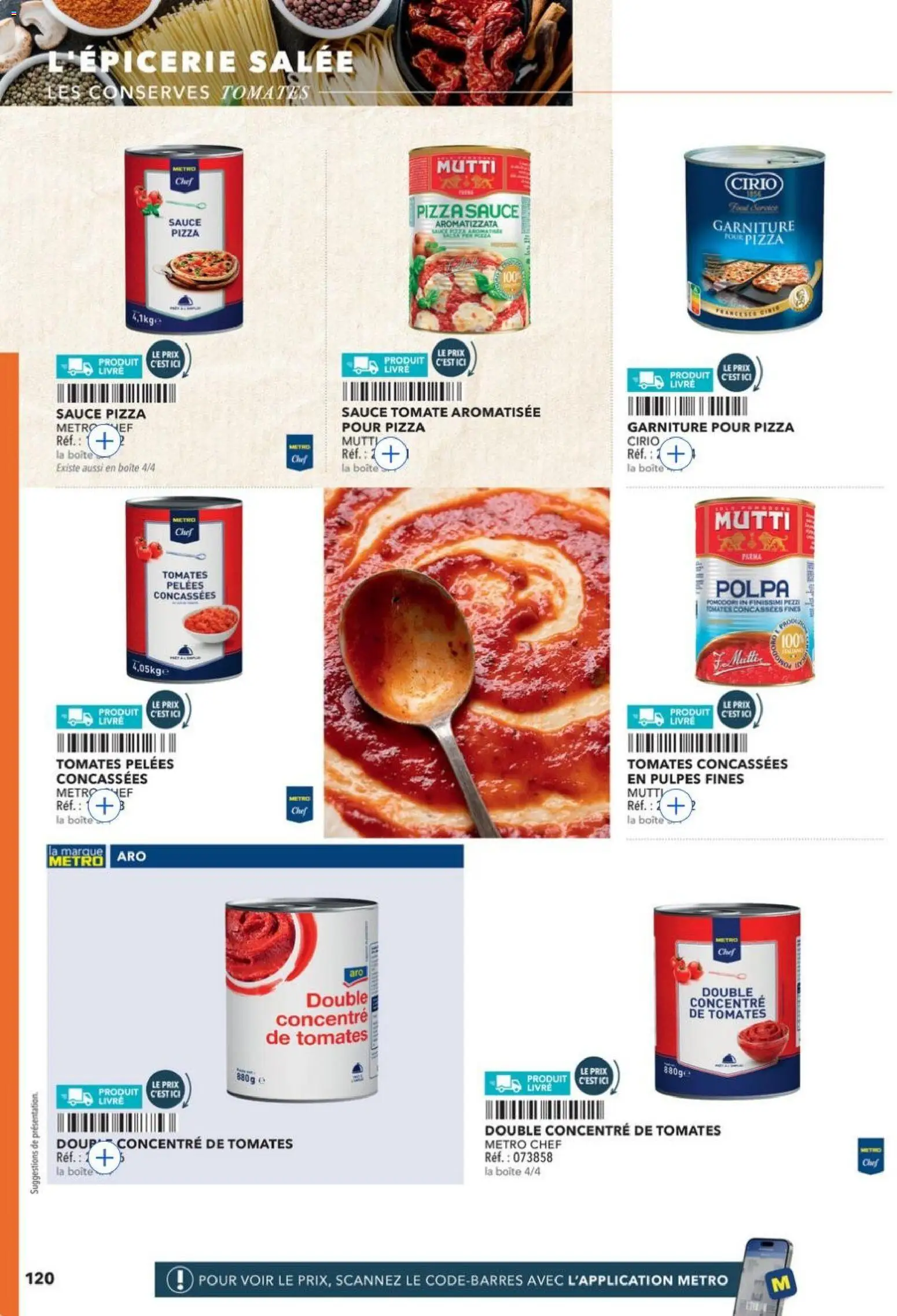 {H1} | Page: 120 | Produits: Sauce pizza, Pizza, Tomates, Livre