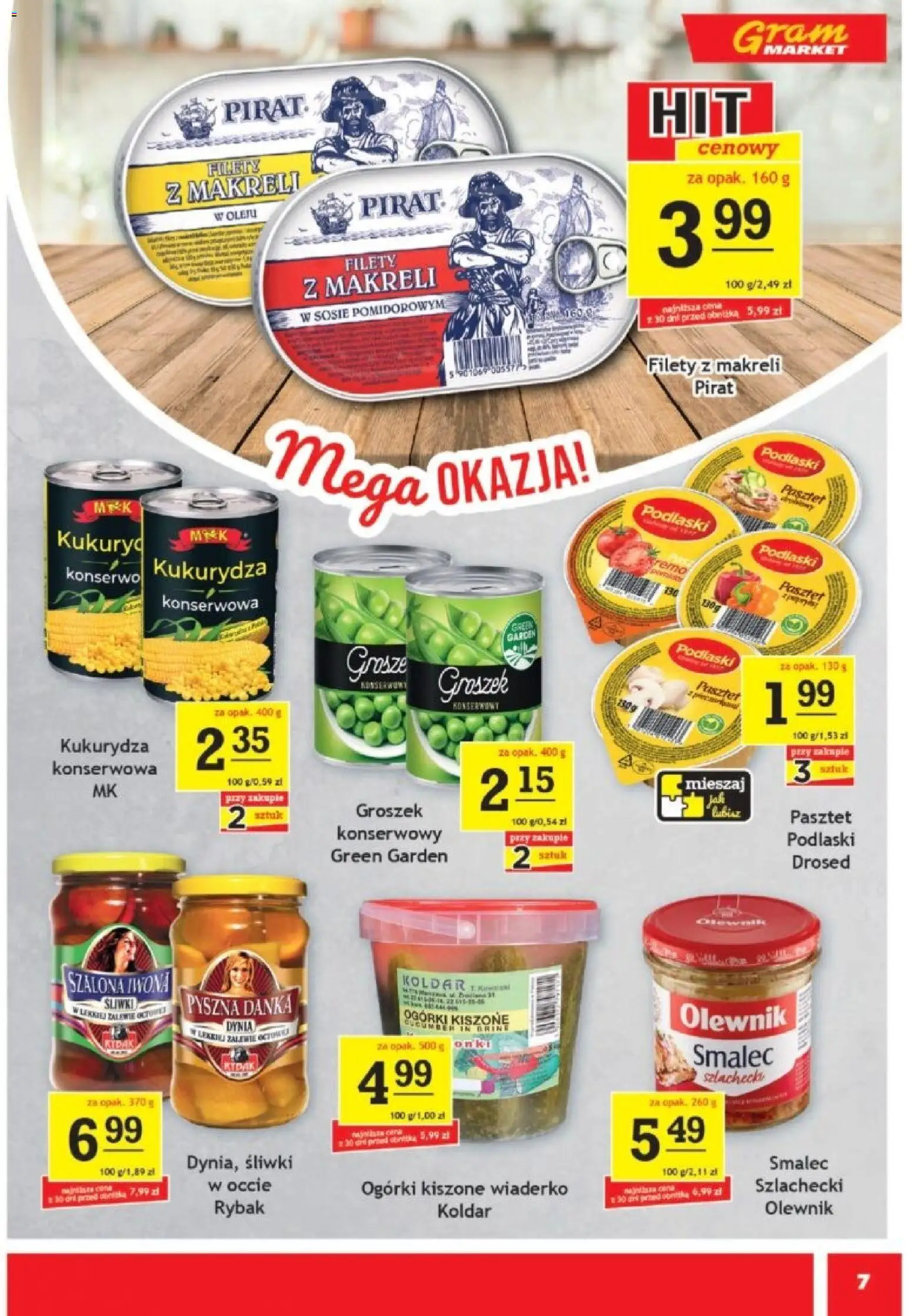 Gram Market Gazetka od 18.02.2026 | Strona: 7 | Produkty: Groszek, Dynia, Śliwki, Groszek konserwowy