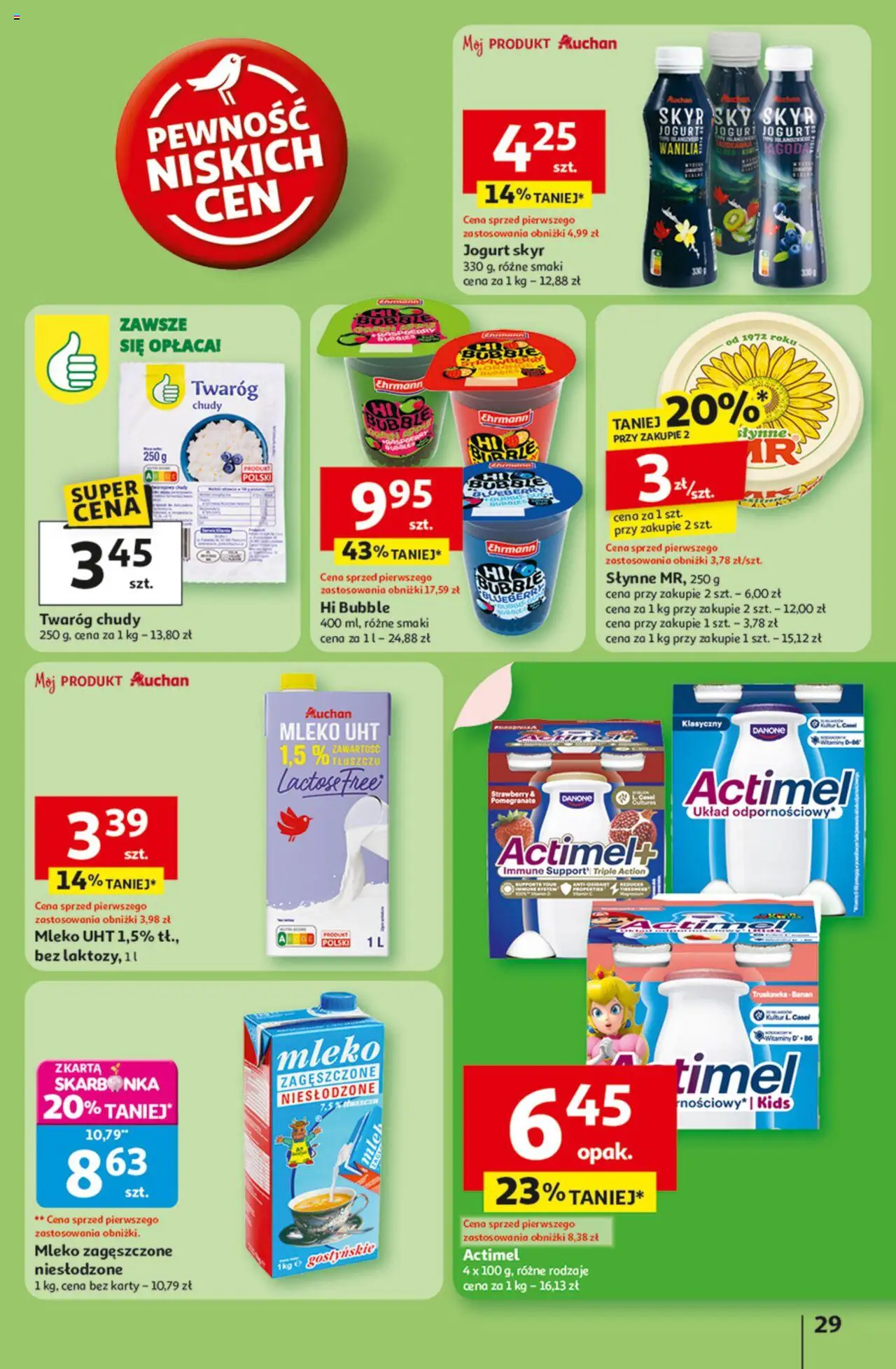 Auchan Gazetka - Odlotowe ceny na start szkoły Hipermarket od 21.08.2025 | Strona: 29 | Produkty: Twaróg chudy, Mleko, Twaróg, Skyr