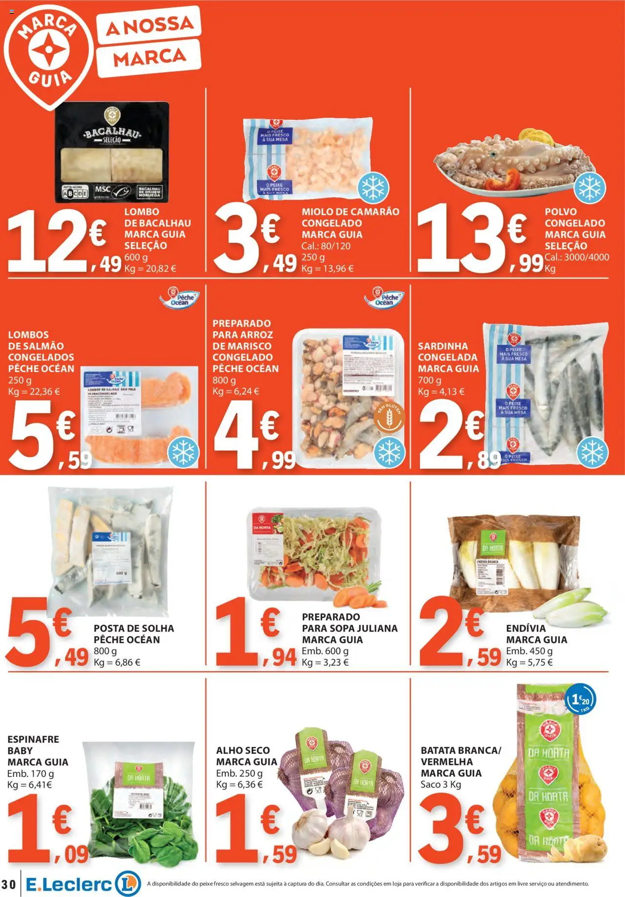 E.Leclerc folheto │ válido de 18.09.2025 | Página: 30 | Produtos: Camarão, Salmão, Mesa, Lombo