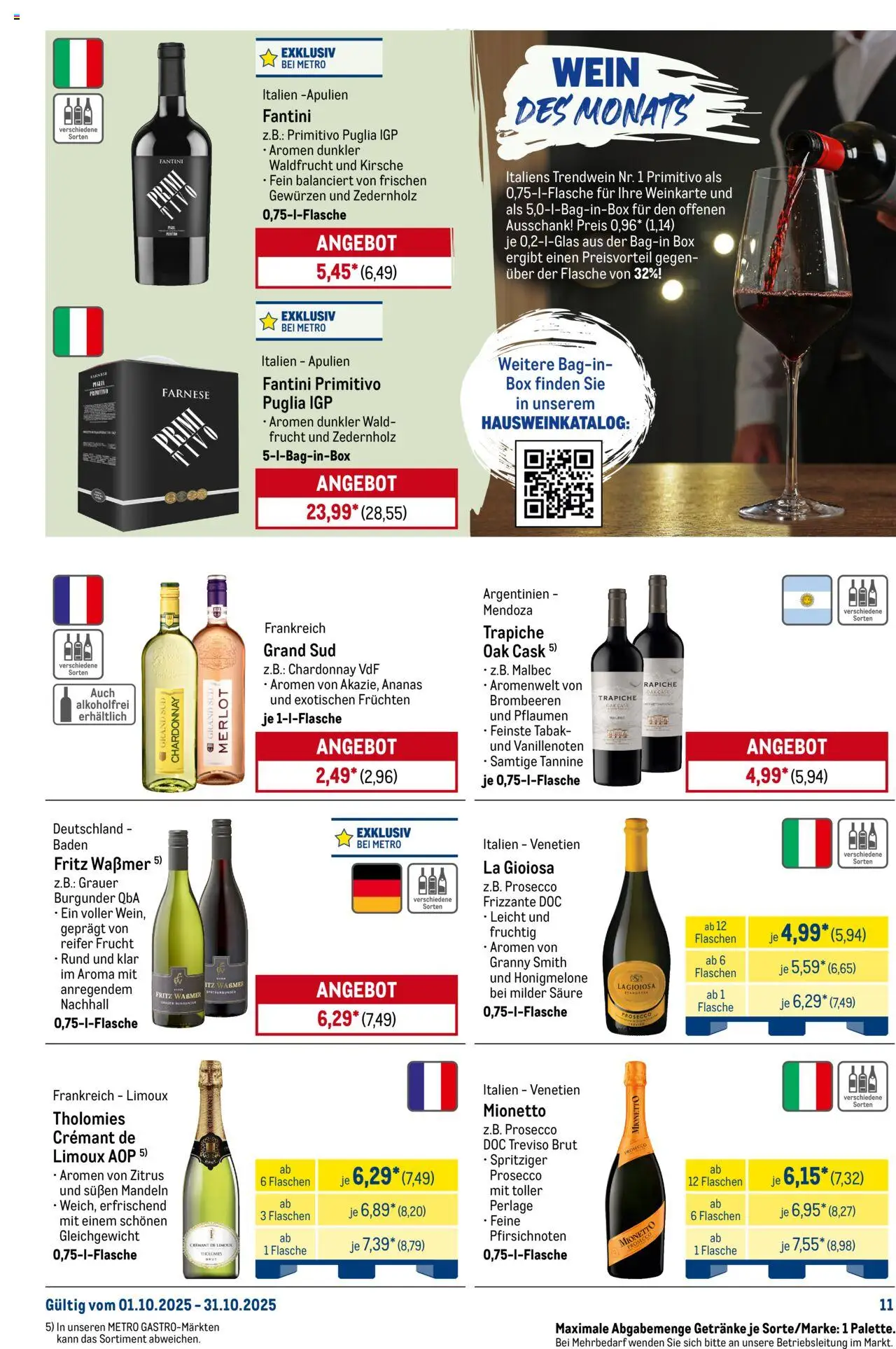 Metro Monats-Menü – gültig ab 01.10.2025 | Seite: 11 | Produkte: Box, Honigmelone, Prosecco, Grand sud