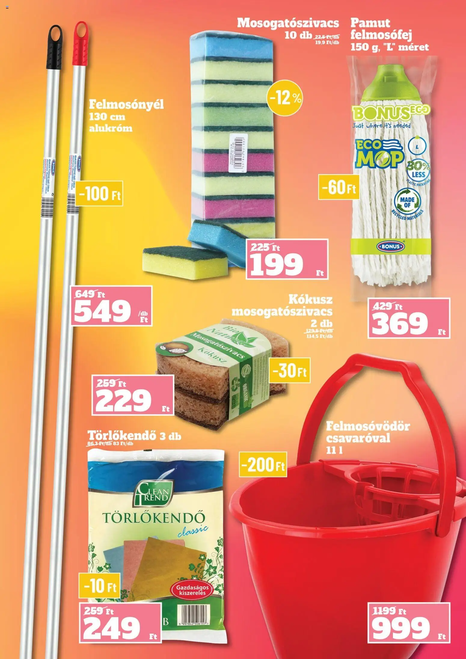 Family Diszkont akciós ujság - amely érvényes a következő dátumtól: 08.01.2026 | Oldal: 5 | Termékek: Felmosó, Törlőkendő, Kokusz, Felmosófej