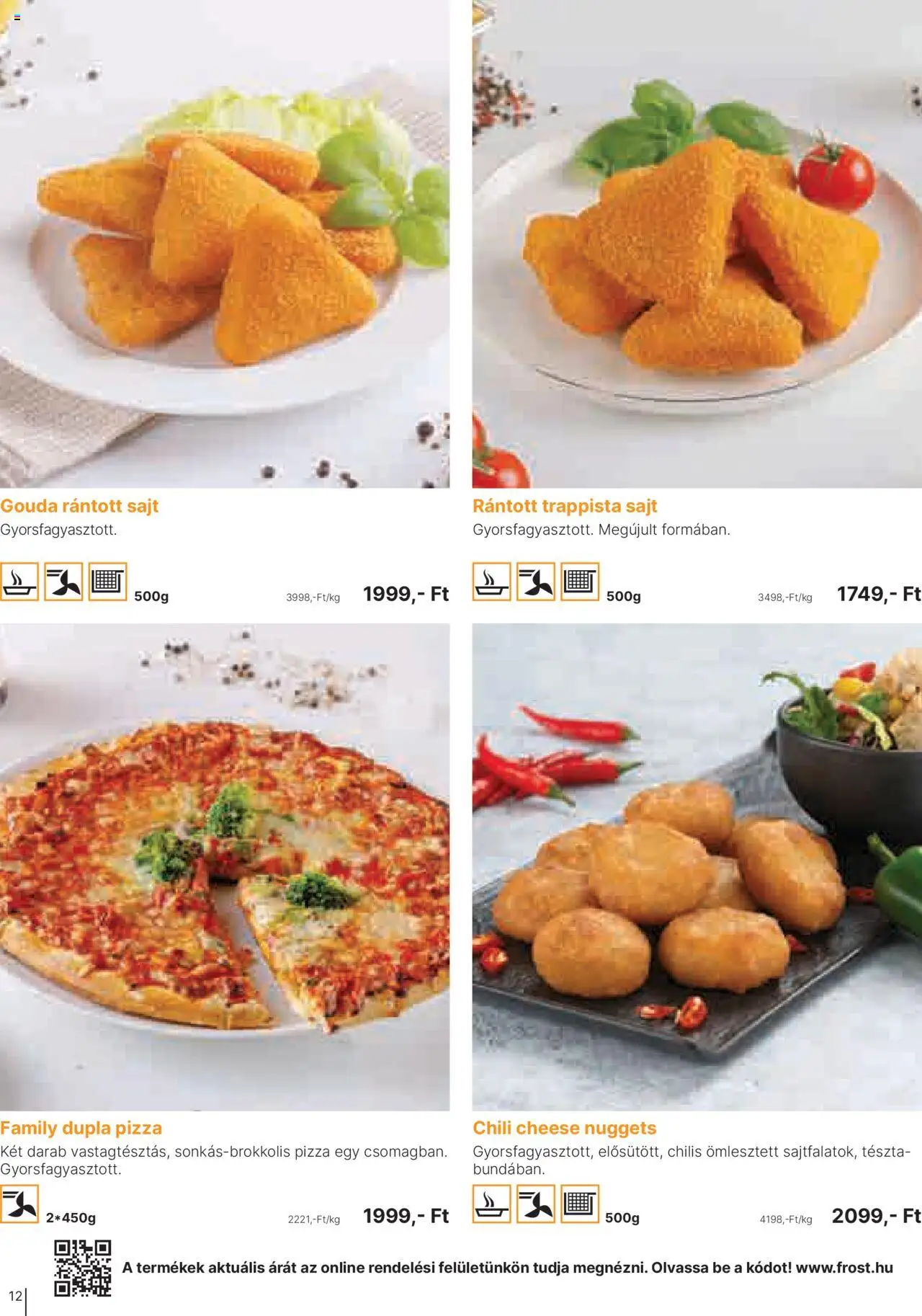 Family Frost akciós ujság - amely érvényes a következő dátumtól: 01.05.2025 | Oldal: 12 | Termékek: Nuggets, Rántott sajt, Pizza, Tészta