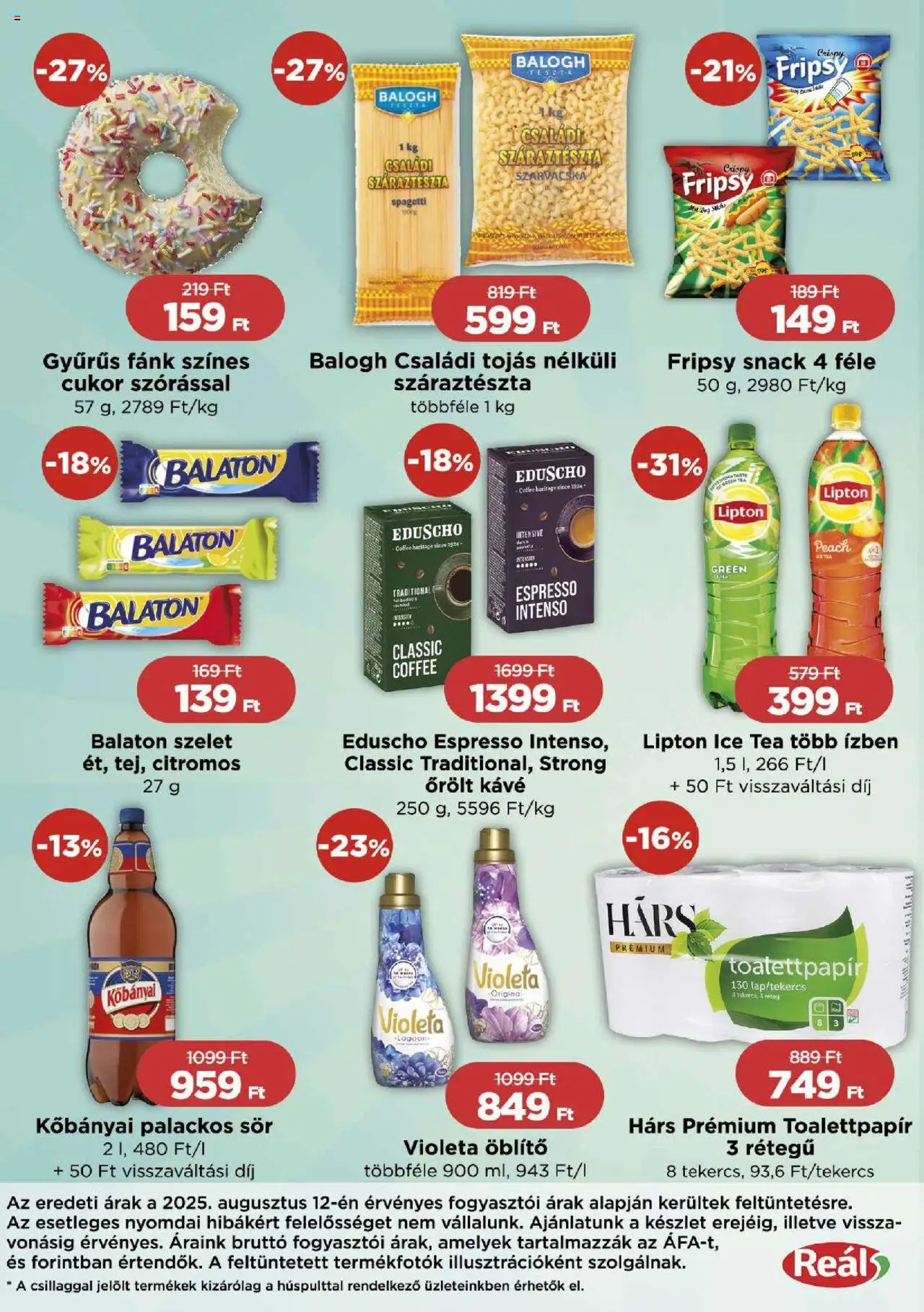 Reál akciós ujság - amely érvényes a következő dátumtól: 21.08.2025 | Oldal: 2 | Termékek: Spagetti, Kávé, Száraztészta, Cukor