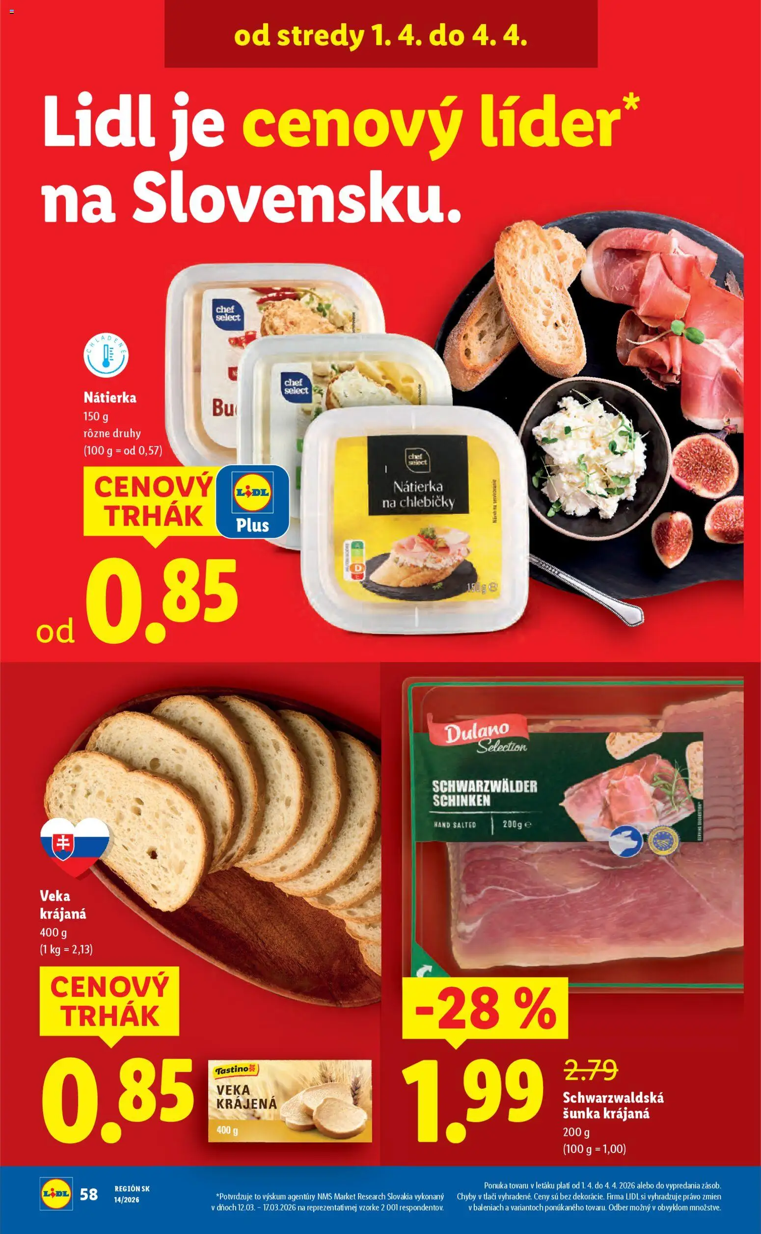 Nové Lidl akcie – leták je platný od 30.03.2026 | Strana: 74 | Produkty: Šunka