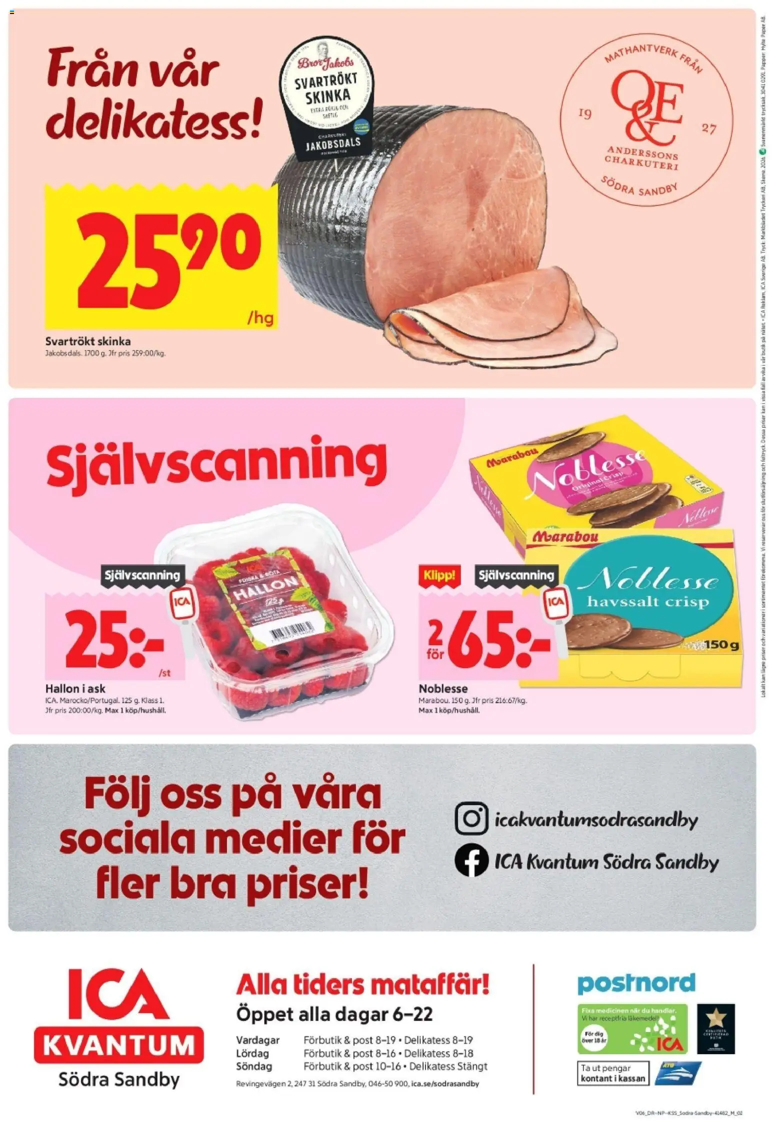 ICA Kvantum reklamblad aktuell från 02.02.2026 | Sida: 10 | Produkter: Hylla, Skinka, Hallon