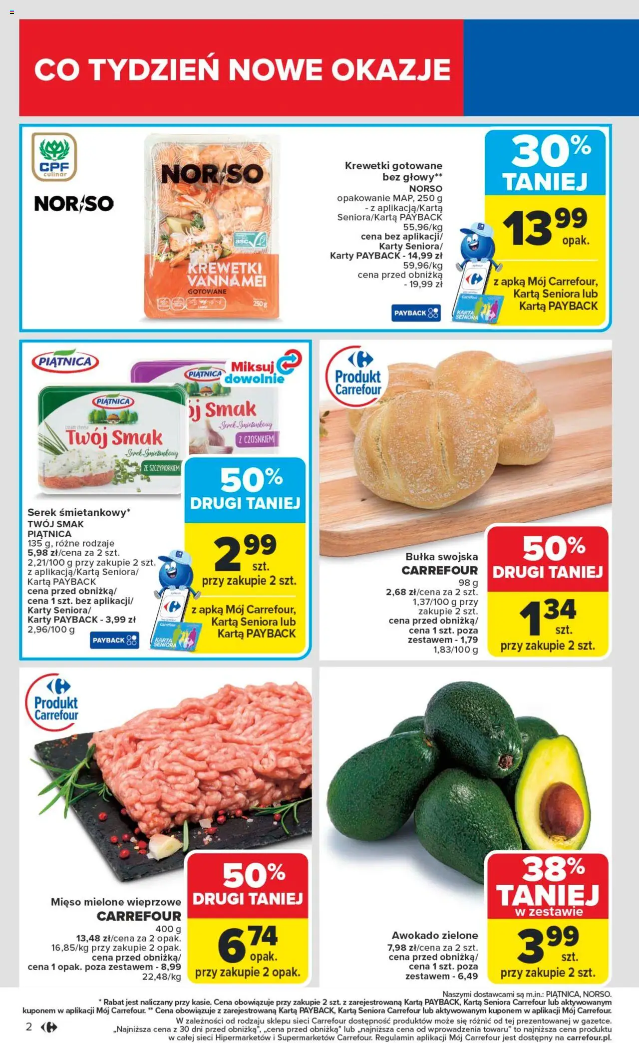 Carrefour Gazetka od 13.10.2025 | Strona: 2 | Produkty: Karta, Serek, Krewetki, Krewetki gotowane