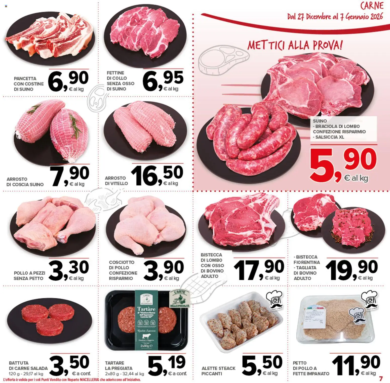 Volantino Todis del 27.12.2025 | Pagina: 7 | Prodotti: Bovino, Arrosto, Pancetta, Suino