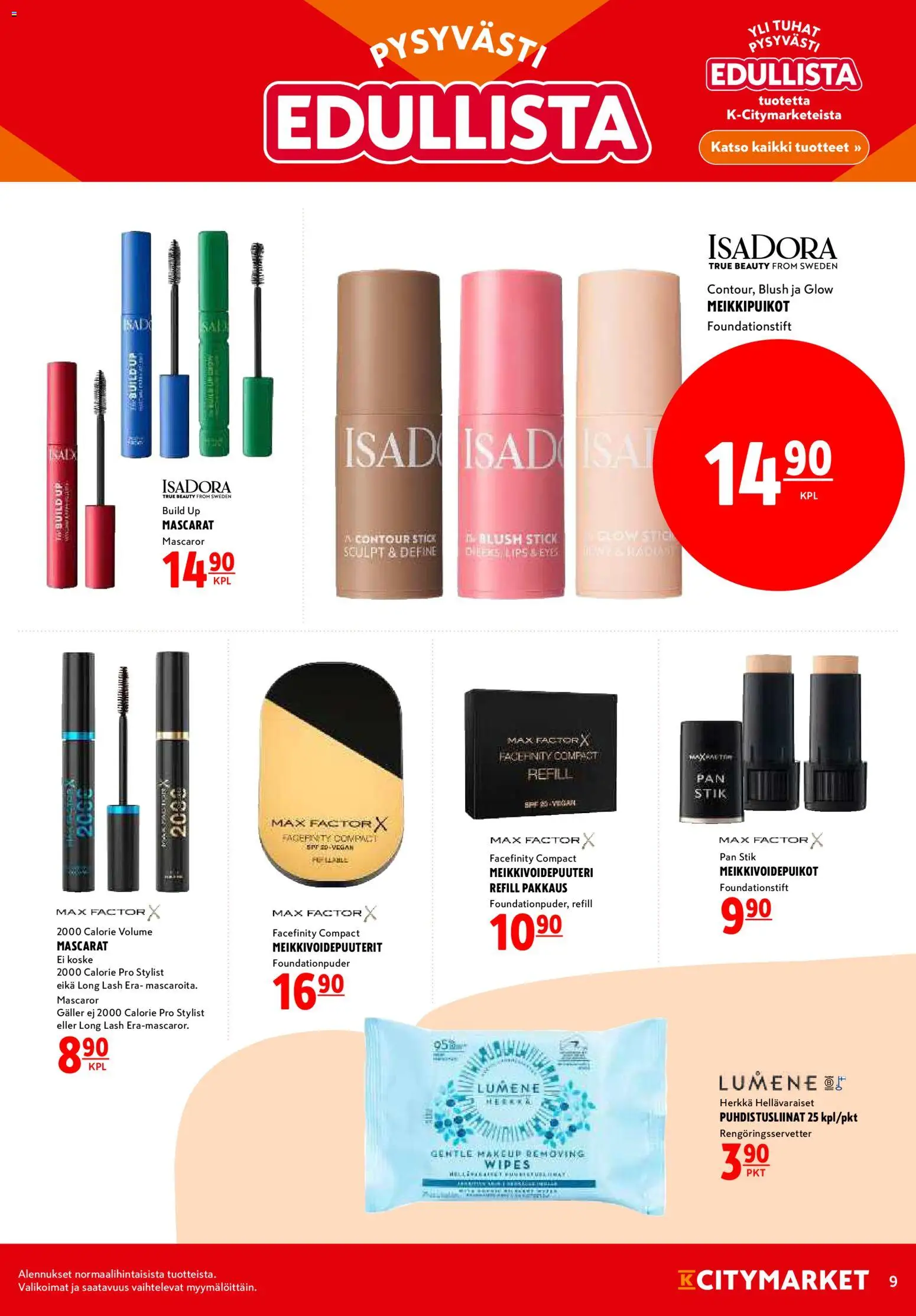 K-Citymarket tarjoukset – voimassa 09.03.2026 alkaen | Sivu: 9 | Tuotteet: Puhdistusliinat