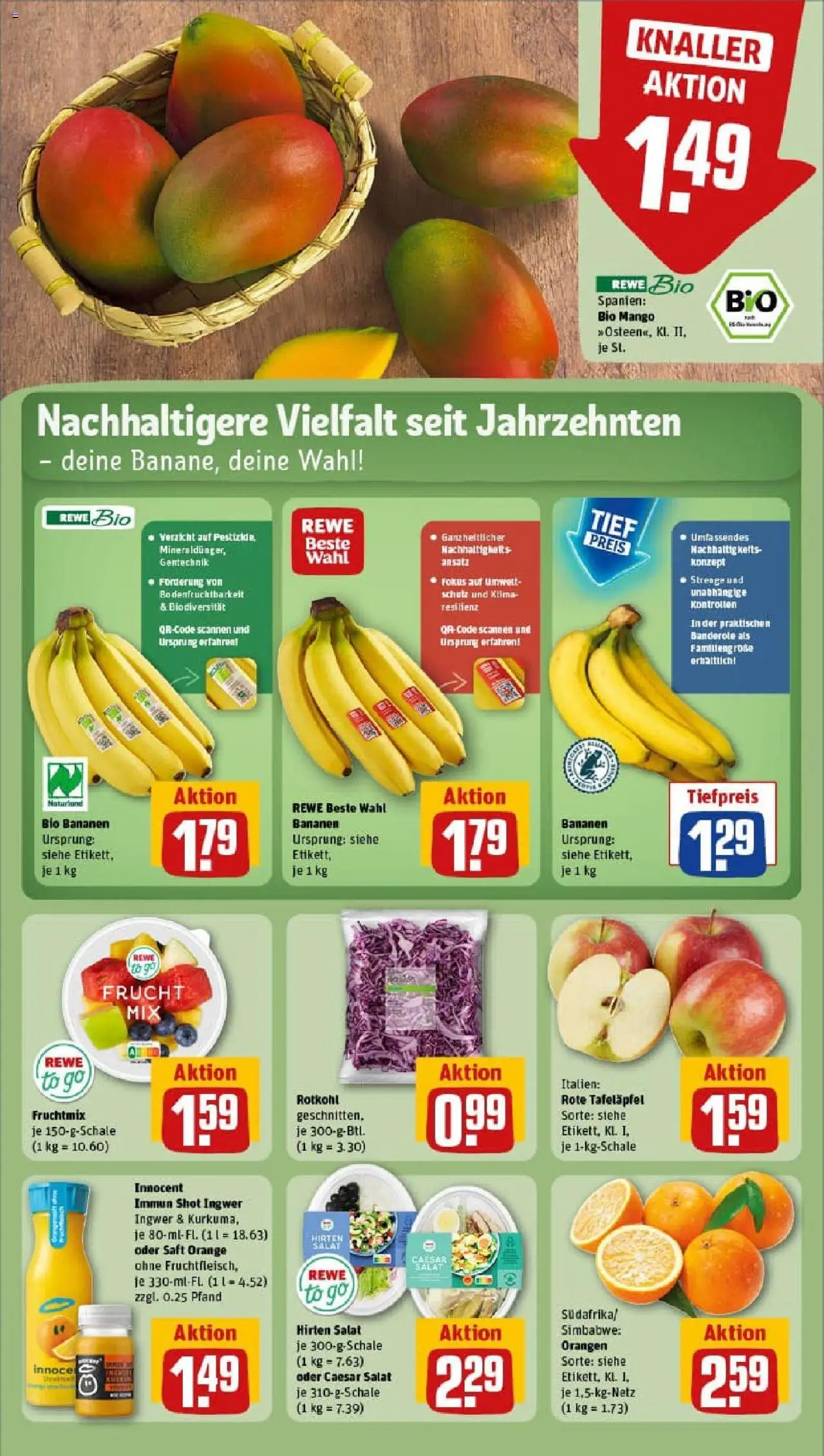 Rewe prospekt Karlsruhe / Rintheim	 – gültig ab 28.09.2025 | Seite: 10 | Produkte: Rotkohl, Orangen, Apple, Salat