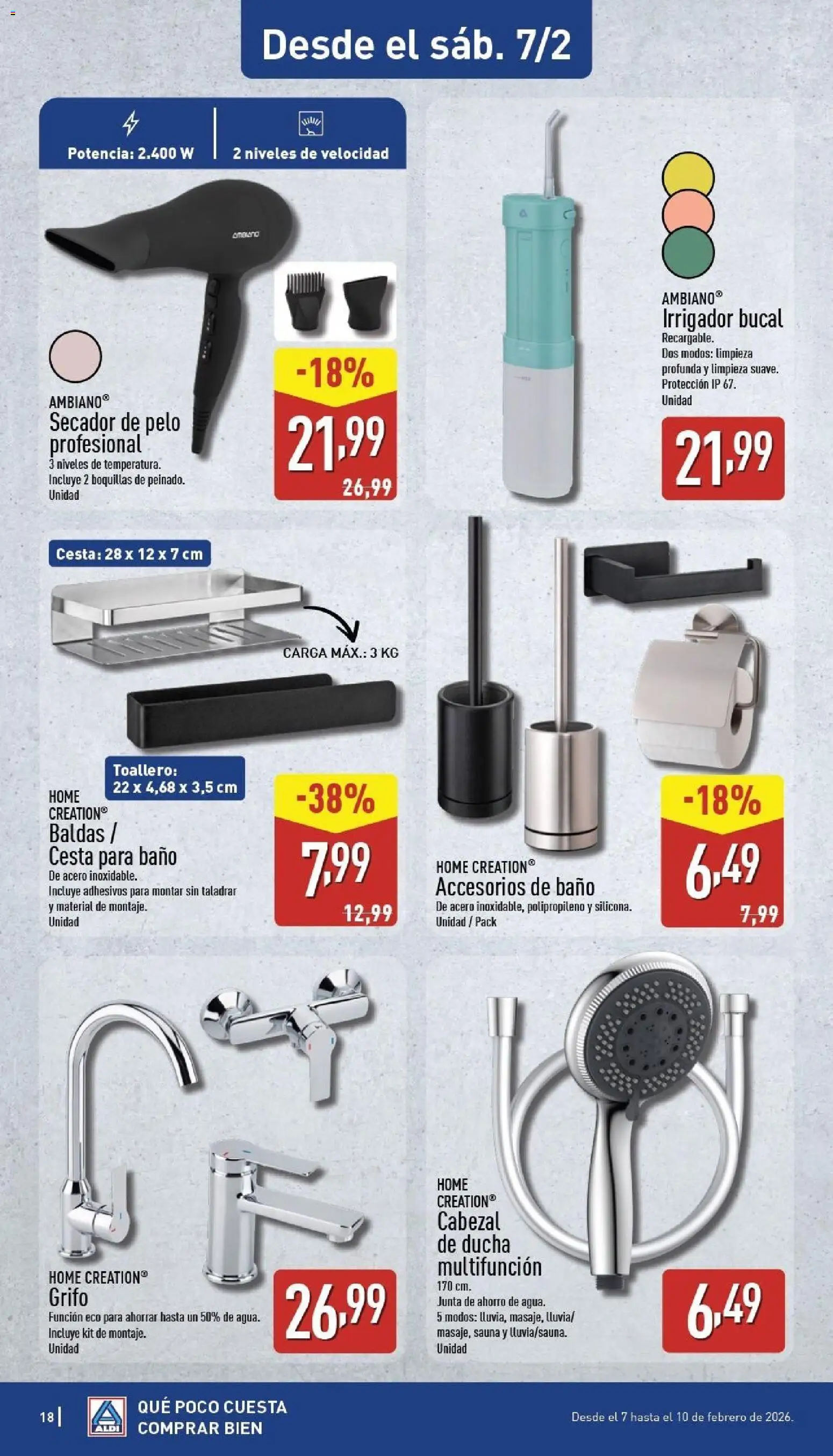 Aldi folleto Baleares │ válido desde el 02.02.2026 | Página: 18 | Productos: Cabezal de ducha, Toallero, Γλυκό νερατζάκι, Ducha