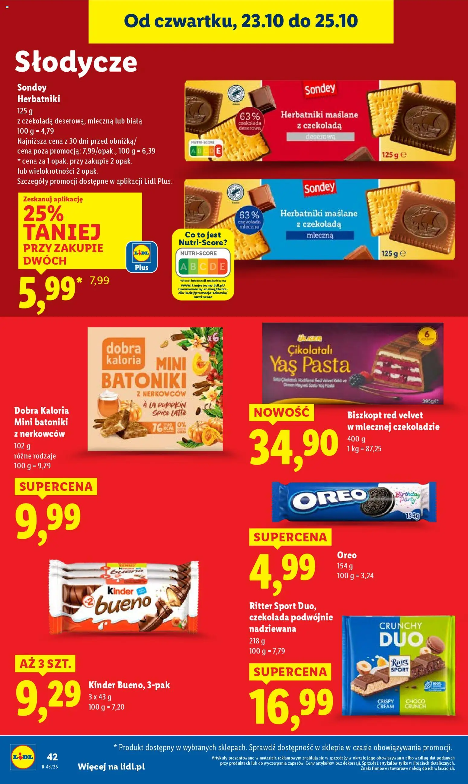 Lidl Gazetka od 23.10.2025 | Strona: 46 | Produkty: Słodycze, Czekolada mleczna, Kinder Bueno, Czekolada
