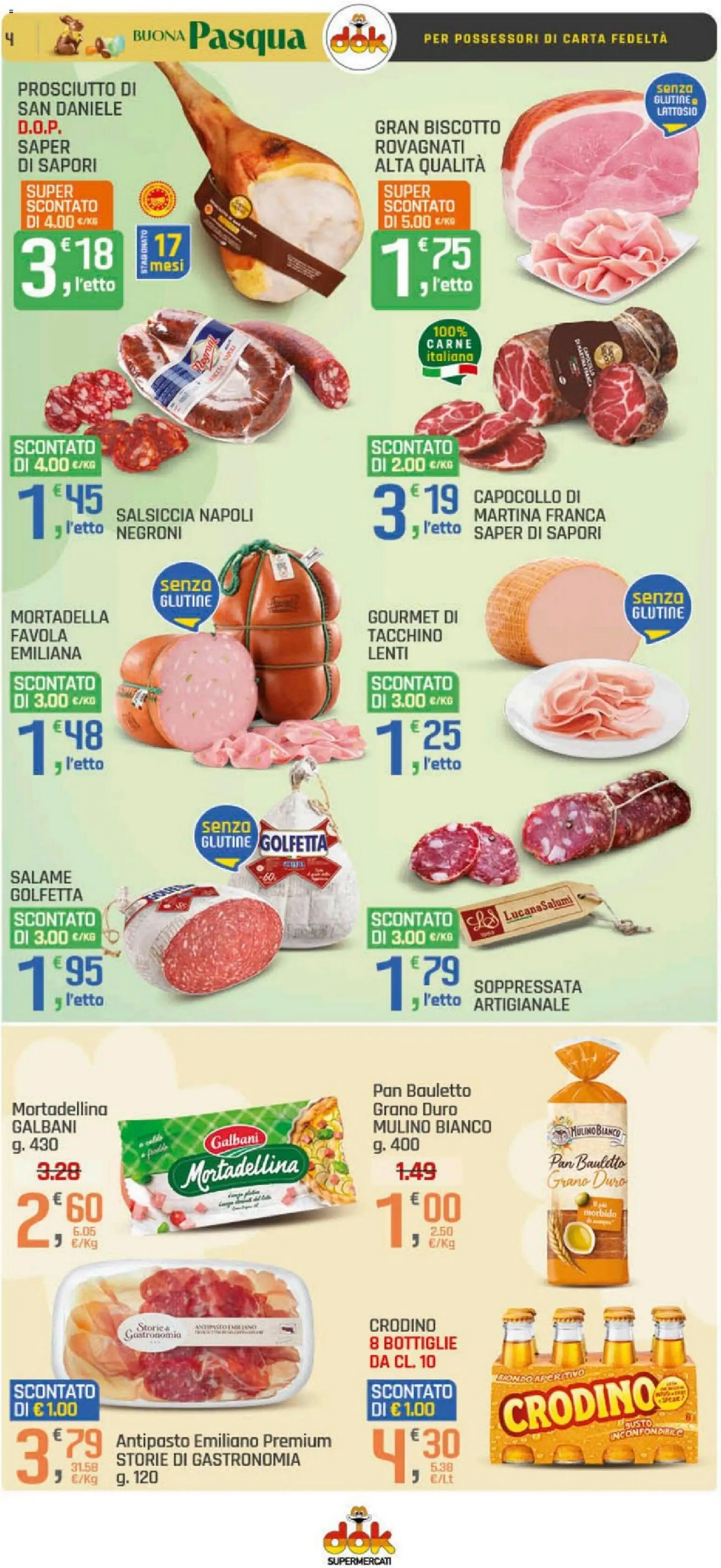 Volantino DOK del 26.03.2026 | Pagina: 4 | Prodotti: Tacchino, Salsiccia, Mortadella, Aperitivo