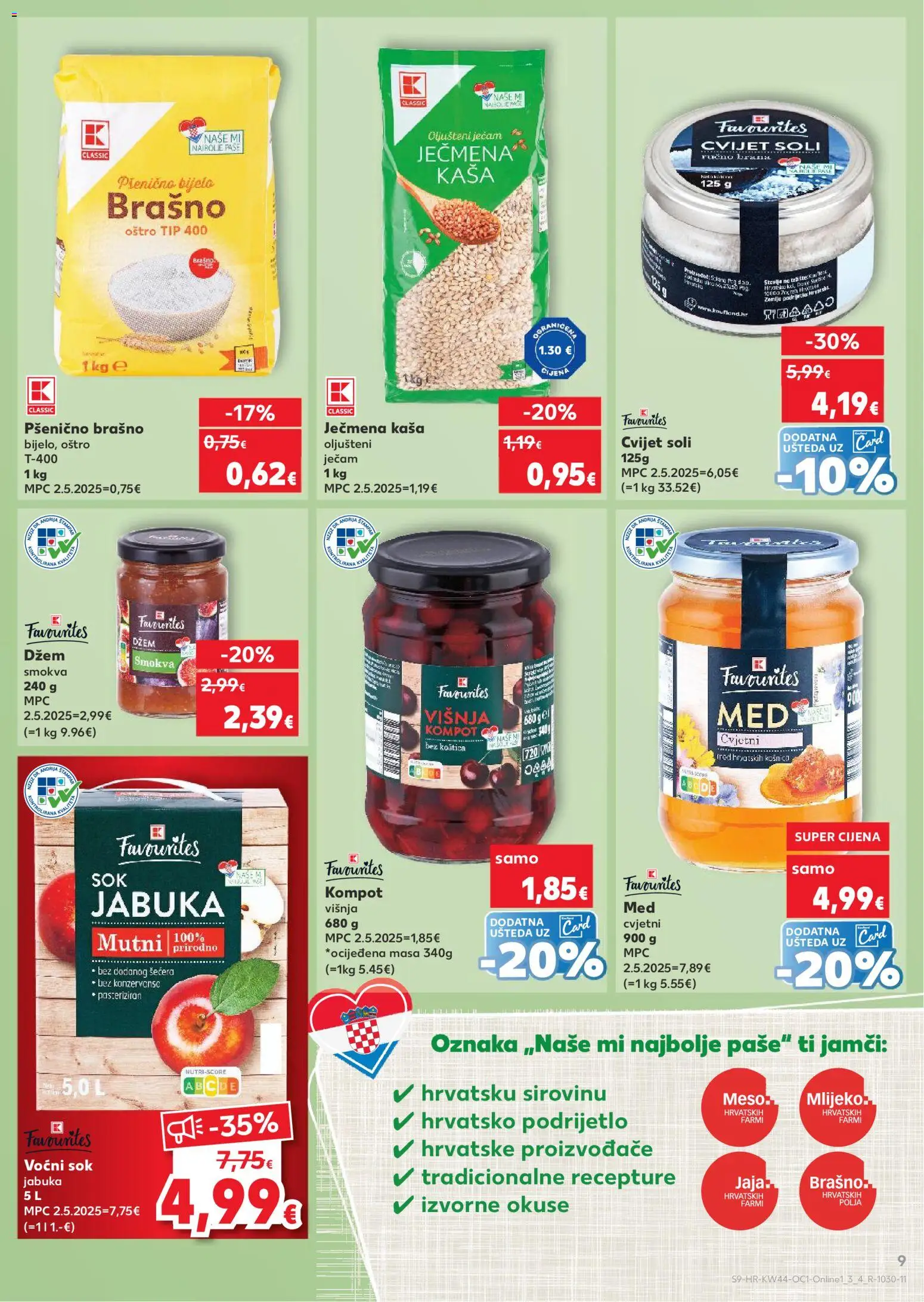 Kaufland katalog | vrijedi od 29.10.2025 | Stranica: 9 | Proizvodi: Ječmena kaša, Meso, Sol, Kompot