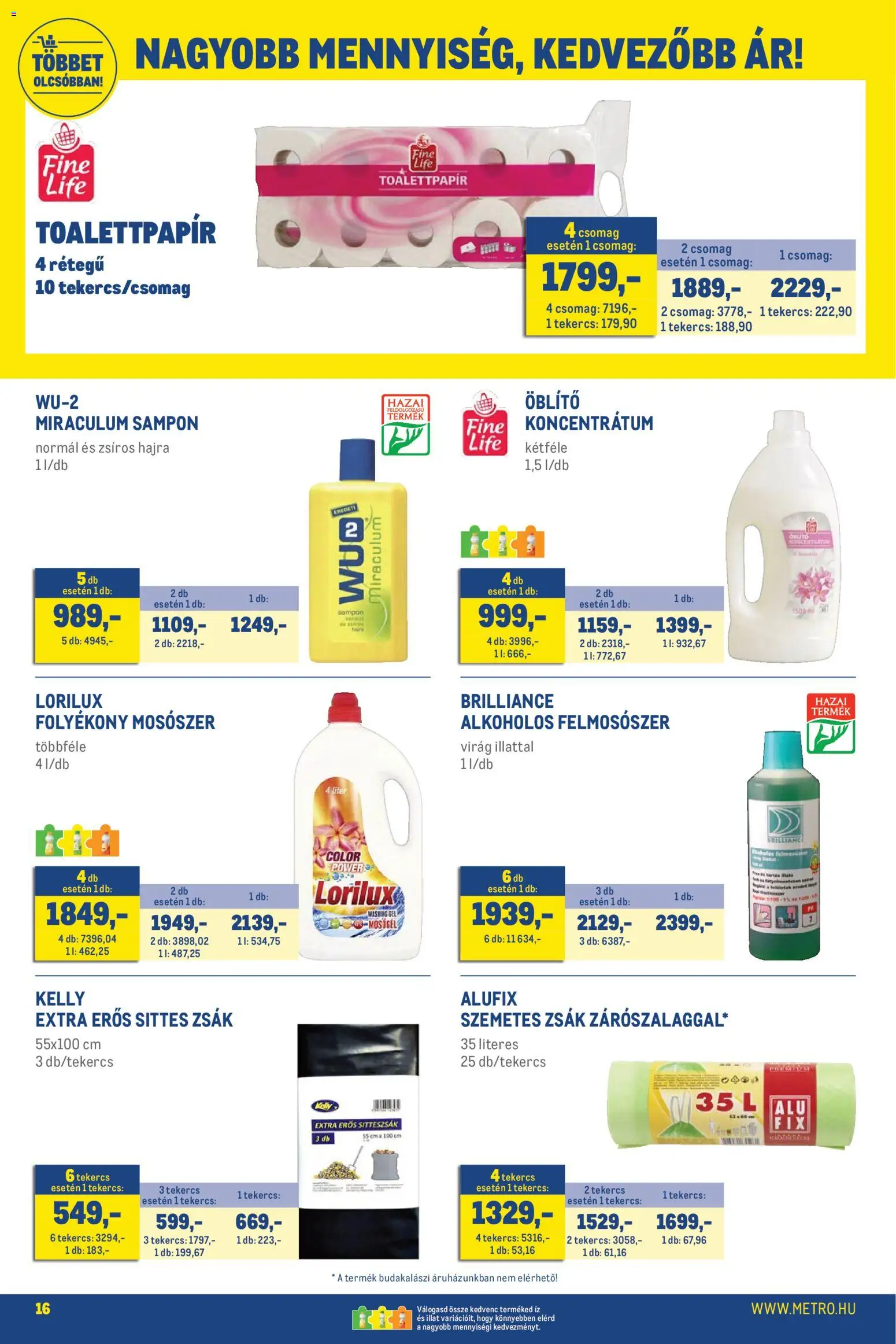 Metro akciós ujság - amely érvényes a következő dátumtól: 07.04.2026 | Oldal: 16 | Termékek: Szemetes, Virag, Folyékony mosószer, Sampon