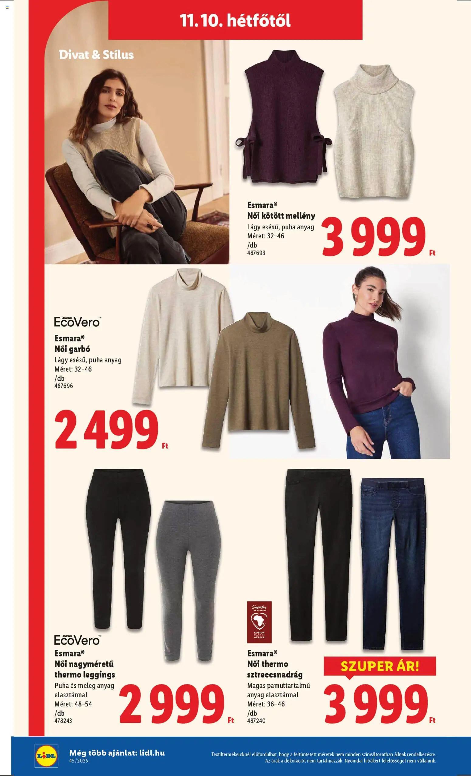 Lidl akciós ujság - amely érvényes a következő dátumtól: 06.11.2025 | Oldal: 10 | Termékek: Garbó, Mellény, Leggings