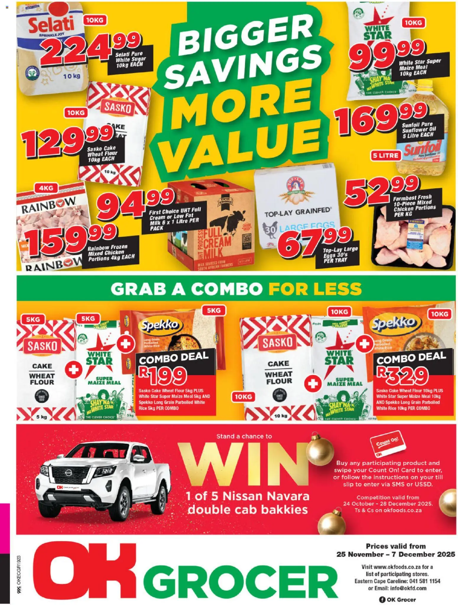 New OK Foods catalogue – valid from 25.11.2025 | Page: 1 | Products: Cake, Maize meal, Milk, Rice
