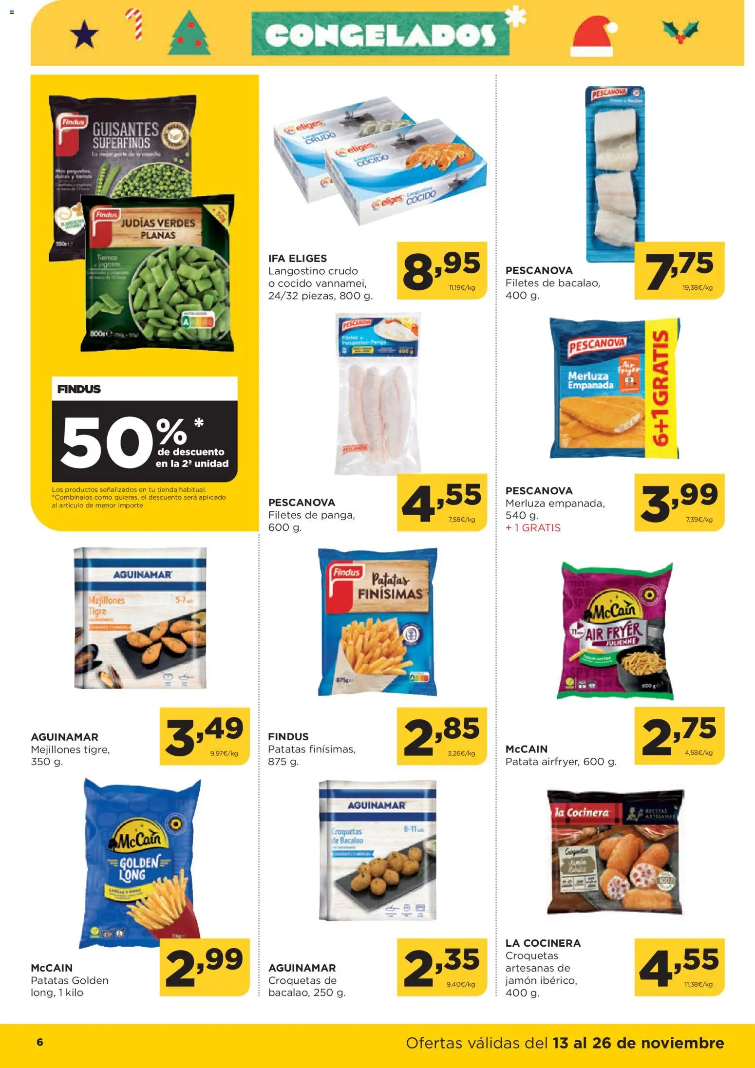 Alimerka folleto Asturias │ válido desde el 13.11.2025 | Página: 10 | Productos: Jamón, Croquetas, Langostino