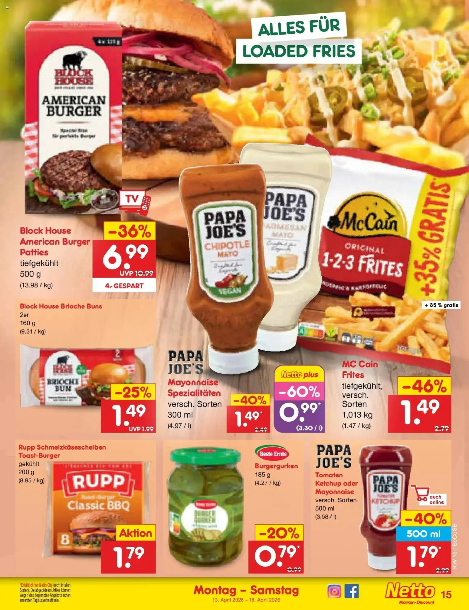 Netto Marken-Discount Prospekt Bitterfeld-Wolfen	 – gültig ab 13.04.2026 | Seite: 17 | Produkte: Tomaten, McCain, Mayonnaise, Ketchup