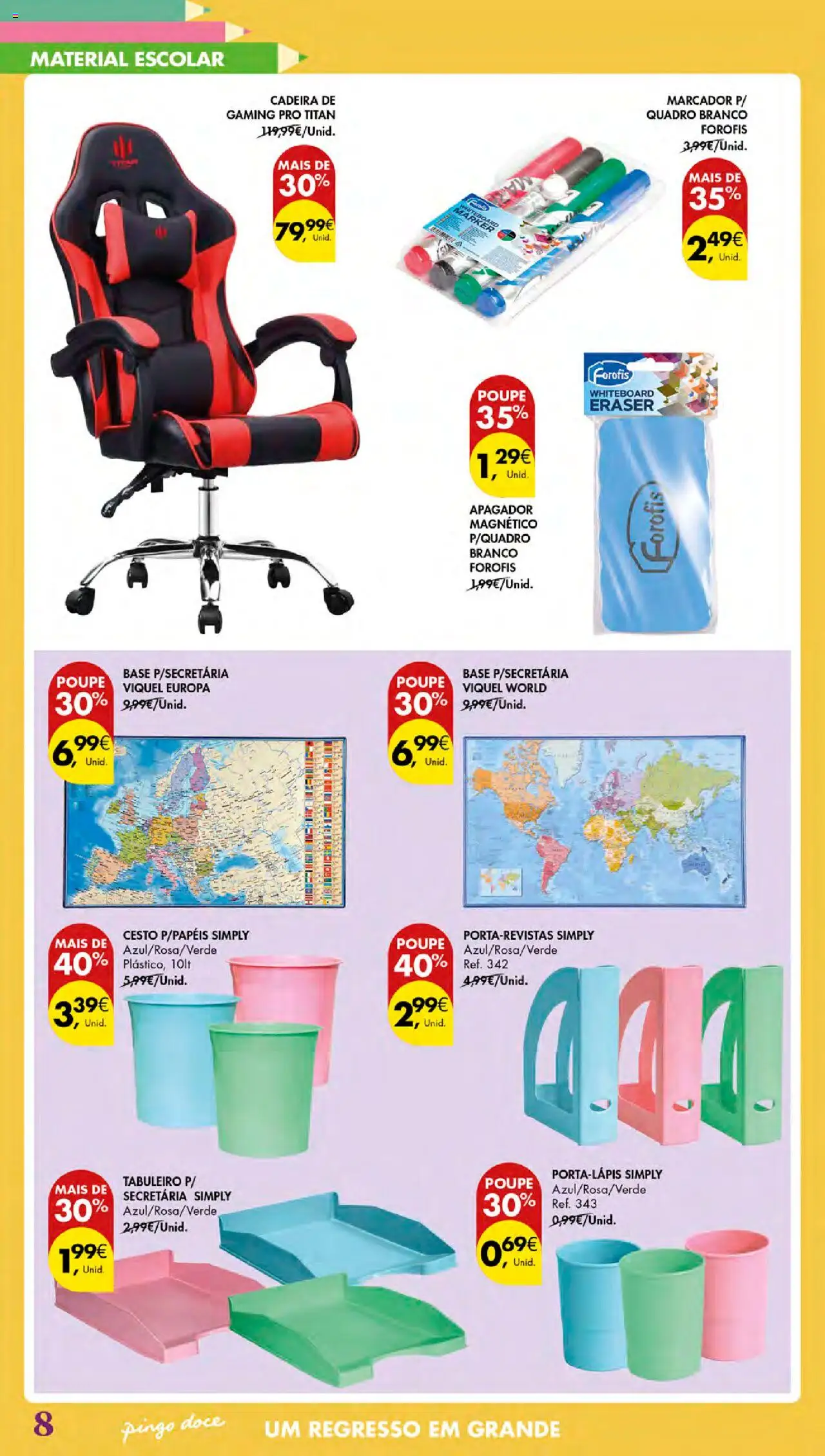 Pingo Doce - Regresso às Aulas Açores │ válido de 21.08.2025 | Página: 8 | Produtos: Quadro, Base, Cadeira