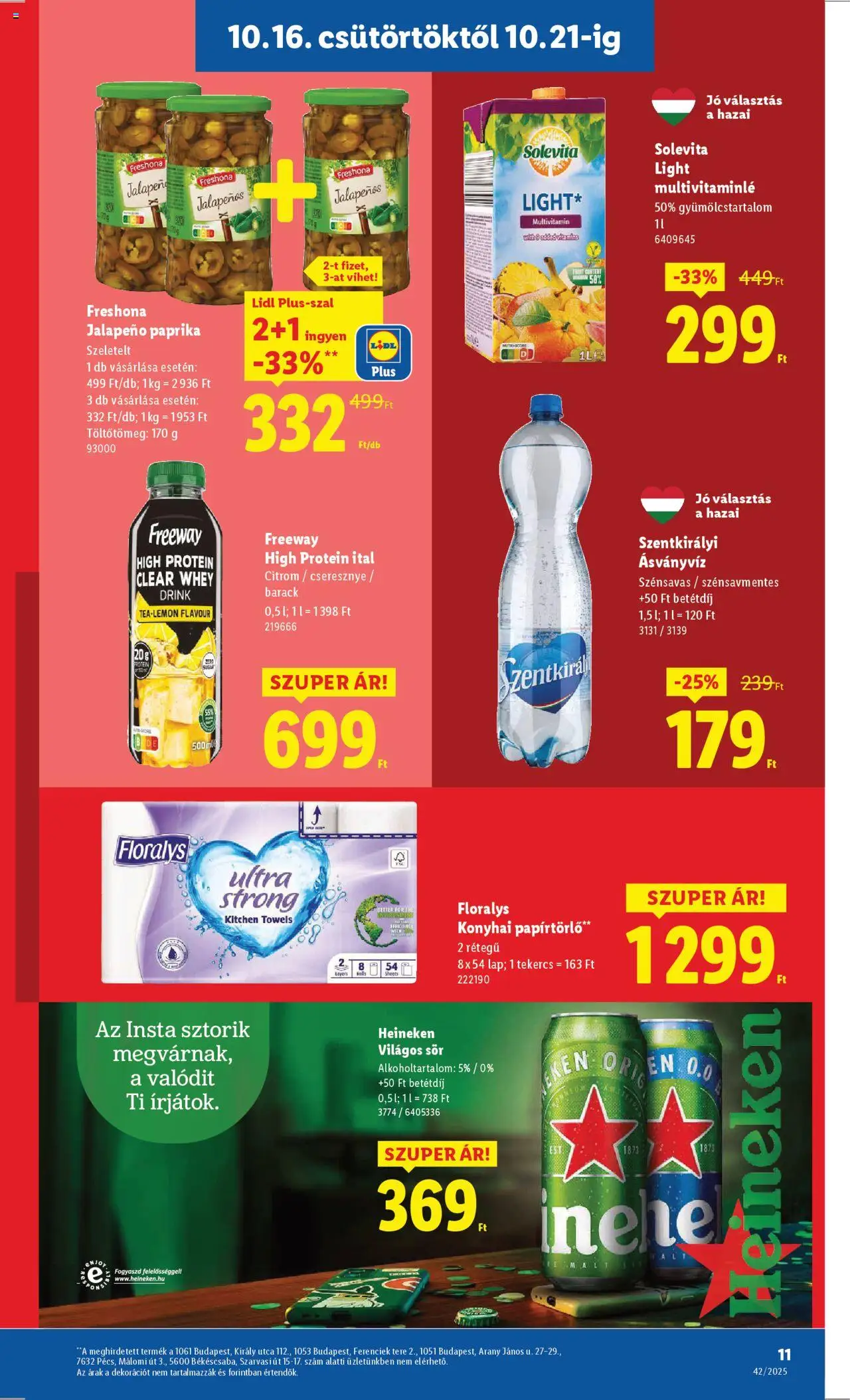 Lidl akciós ujság - amely érvényes a következő dátumtól: 16.10.2025 | Oldal: 11 | Termékek: Papírtörlő, Protein, Multivitamin, Jalapeno