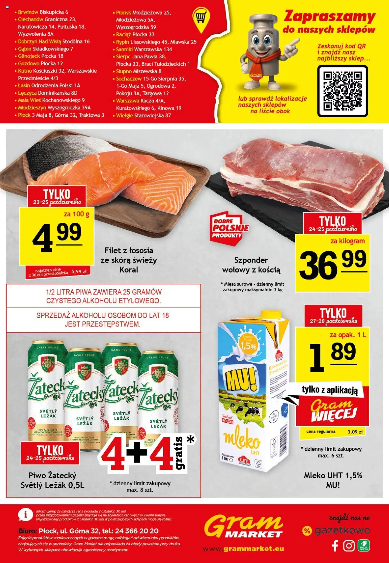 Gram Market Gazetka od 22.10.2025 | Strona: 16 | Produkty: Leżak, Mleko, Piwo, Filet z łososia