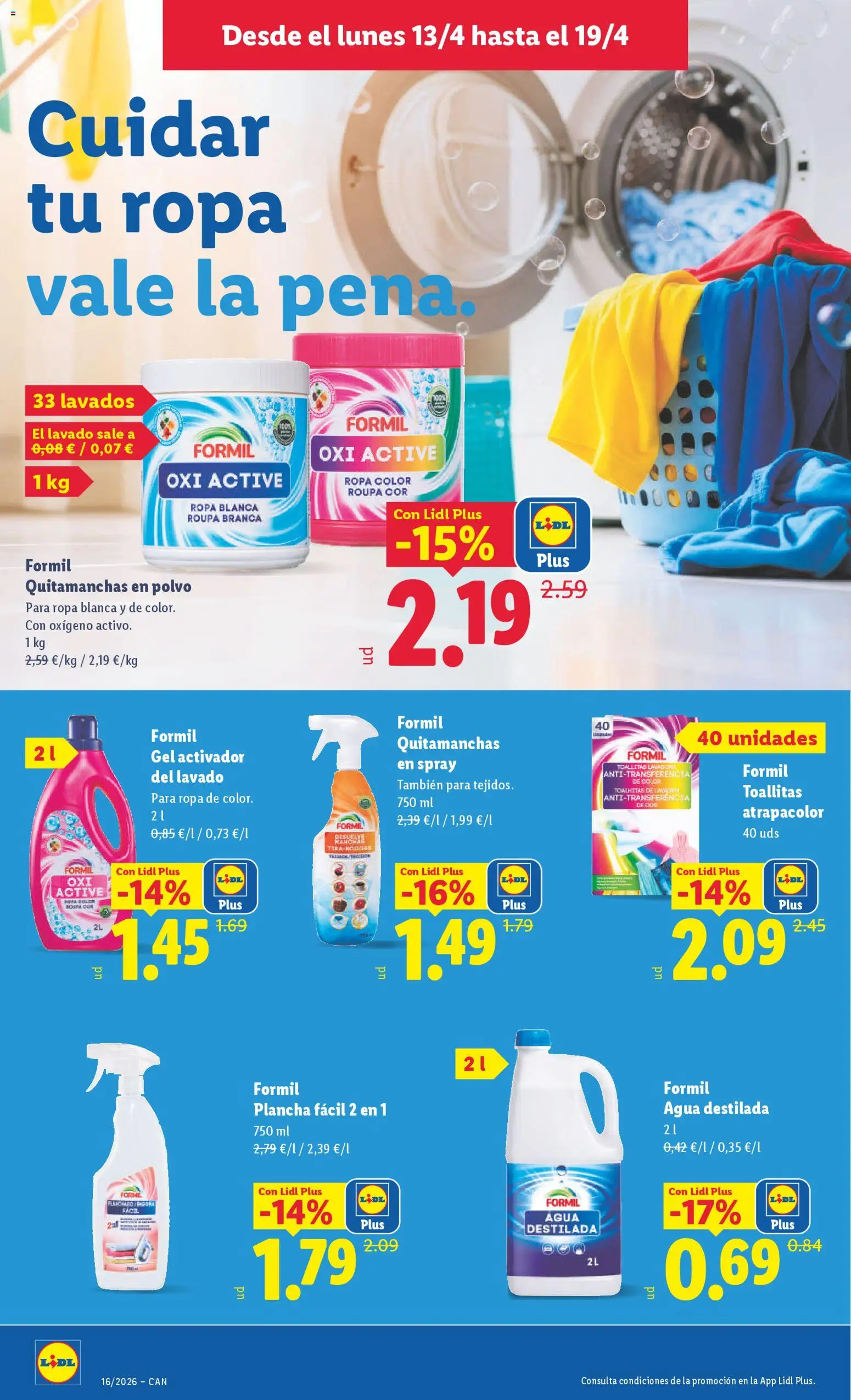 Lidl Canarias │ válido desde el 13.04.2026 | Página: 20 | Productos: Polvo, Quitamanchas, Ropa, Plancha