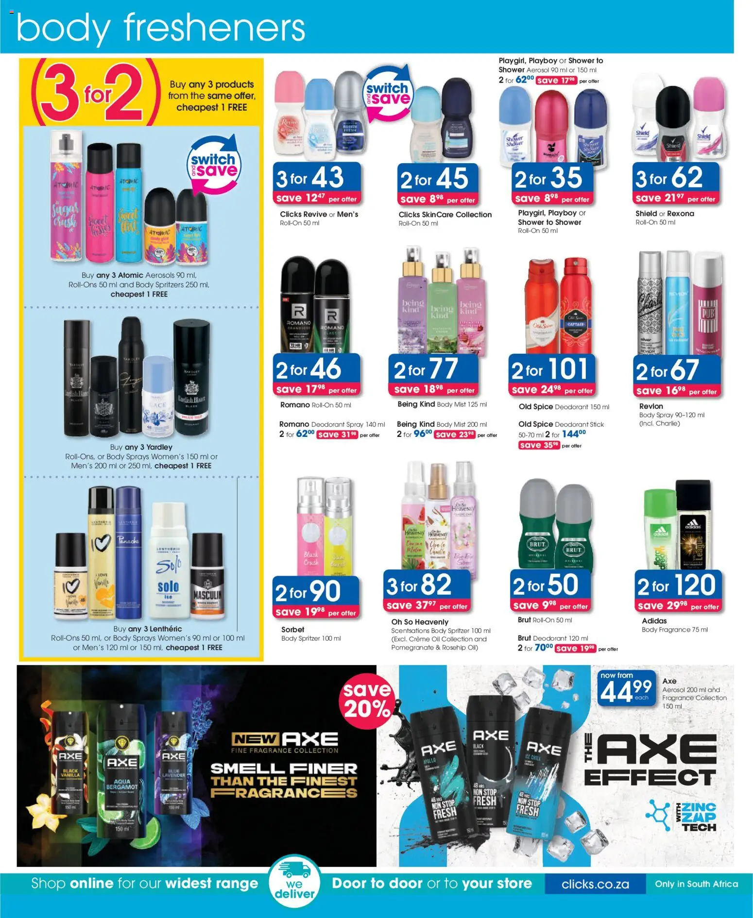New Clicks catalogue – valid from 25.02.2026 | Page: 24 | Products: Shower, Body spray, Fragrance, Deodorant