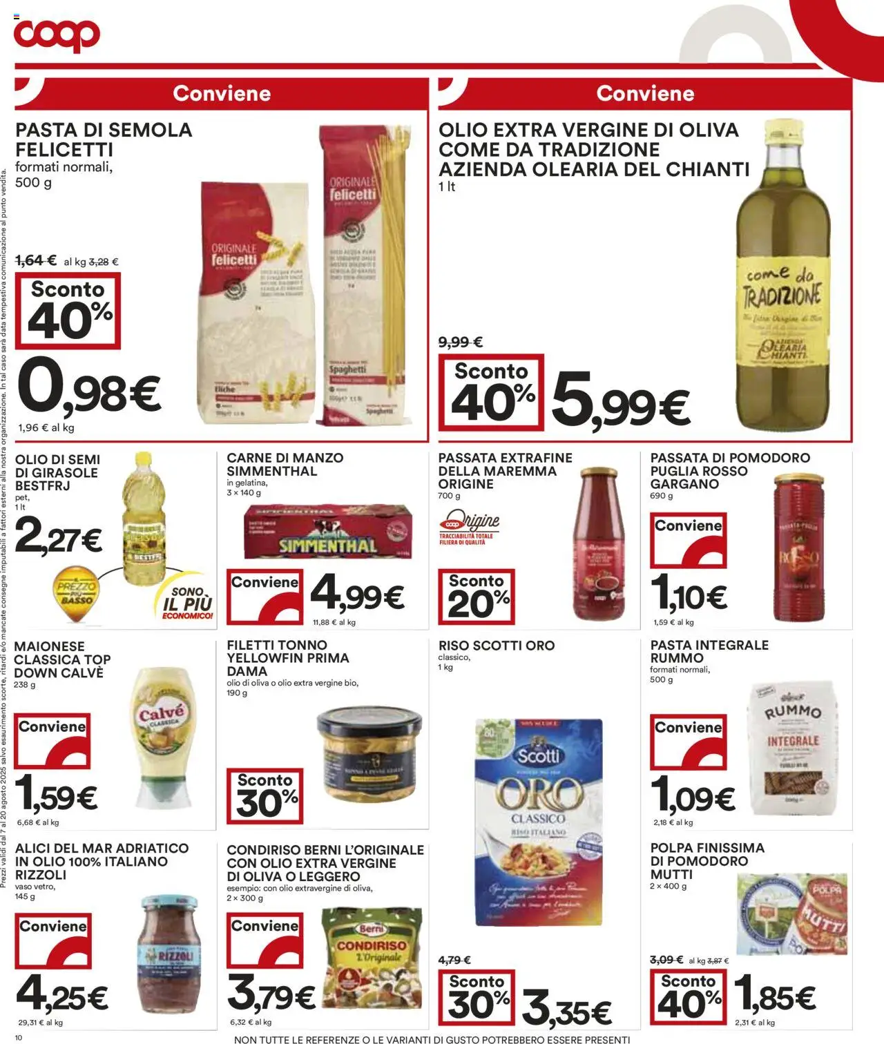 Volantino COOP del 07.08.2025 | Pagina: 10 | Prodotti: Maionese, Pomodoro, Top, Passata di pomodoro