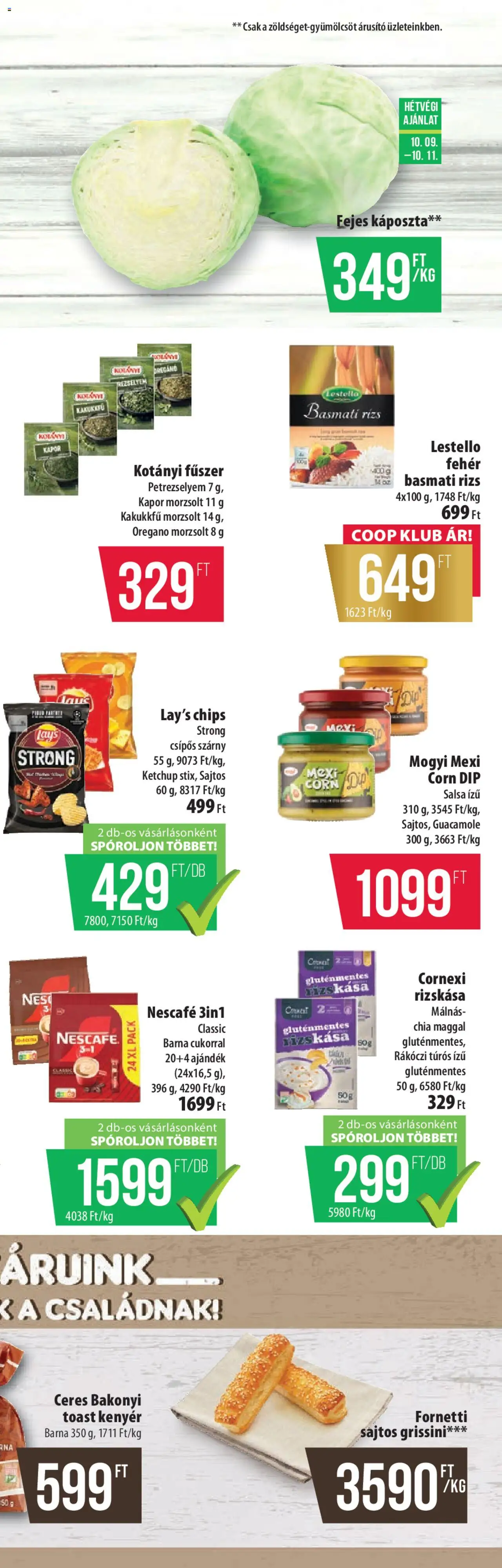 COOP akciós ujság - amely érvényes a következő dátumtól: 09.10.2025 | Oldal: 13 | Termékek: Grissini, Kenyér, Oregánó, Toast kenyér