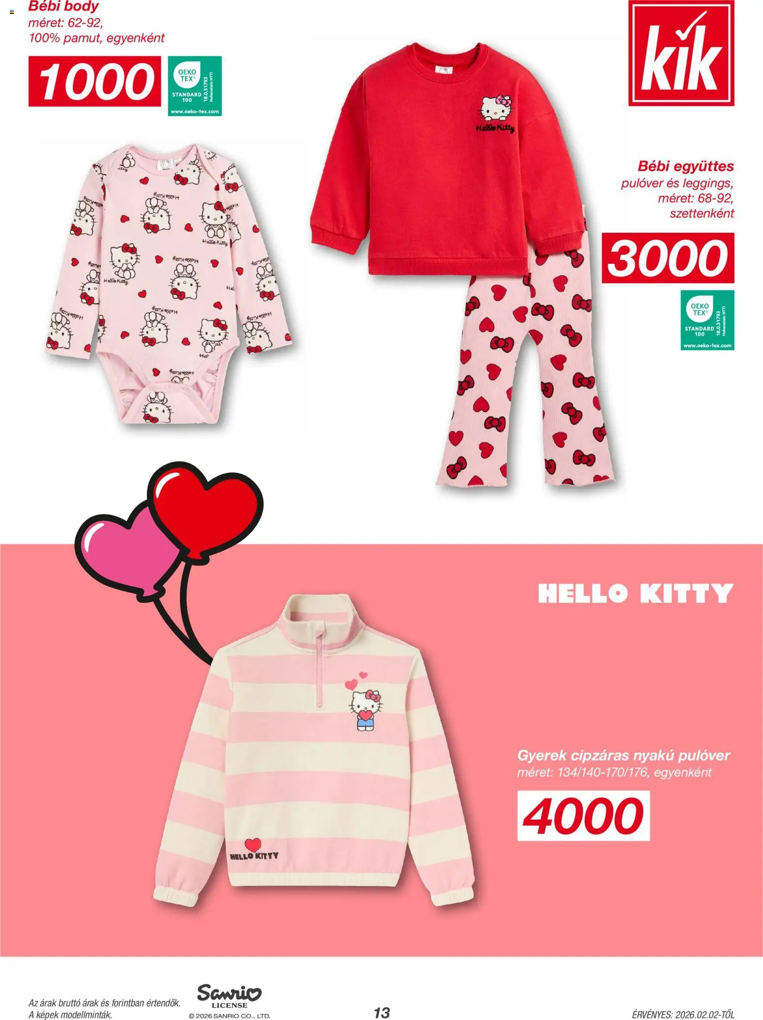 Kik akciós ujság - amely érvényes a következő dátumtól: 02.02.2026 | Oldal: 13 | Termékek: Body, Pulóver