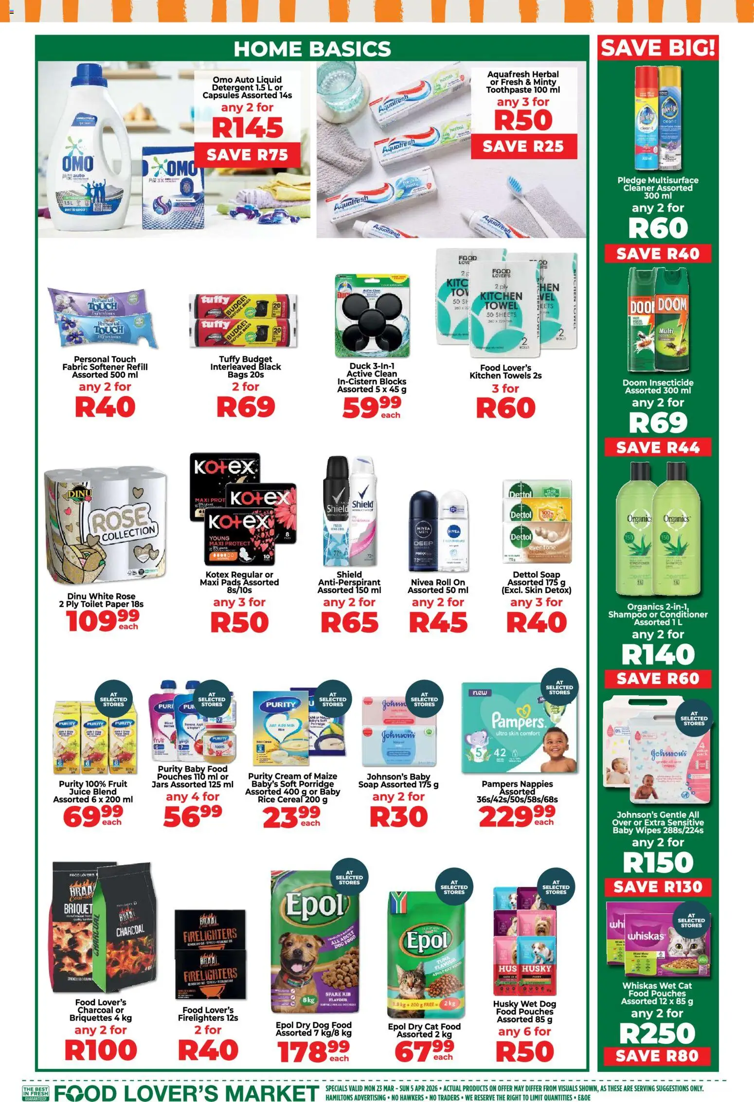 New Food Lover's Market catalogue – valid from 23.03.2026 | Page: 15 | Products: Black bags, Toothpaste, Paper, Fabric softener