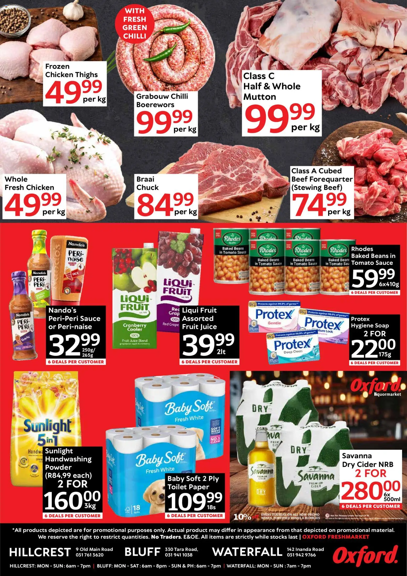 New Oxford Freshmarket catalogue – valid from 25.04.2026 | Page: 2 | Products: Boerewors, Cider, Juice, Chilli