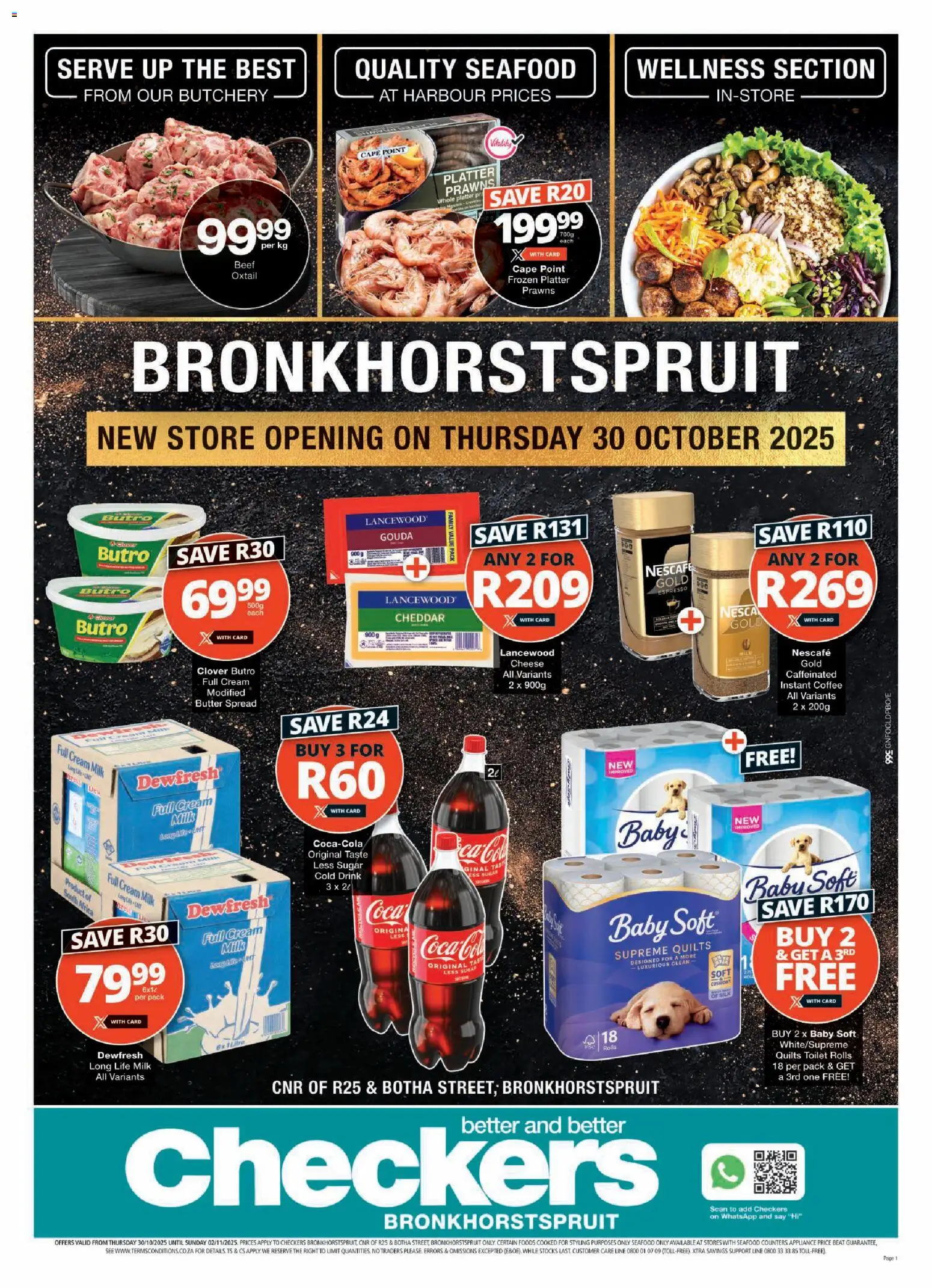 New Checkers catalogue – valid from 30.10.2025 | Page: 1 | Products: Milk, Beef, Cream, Seafood