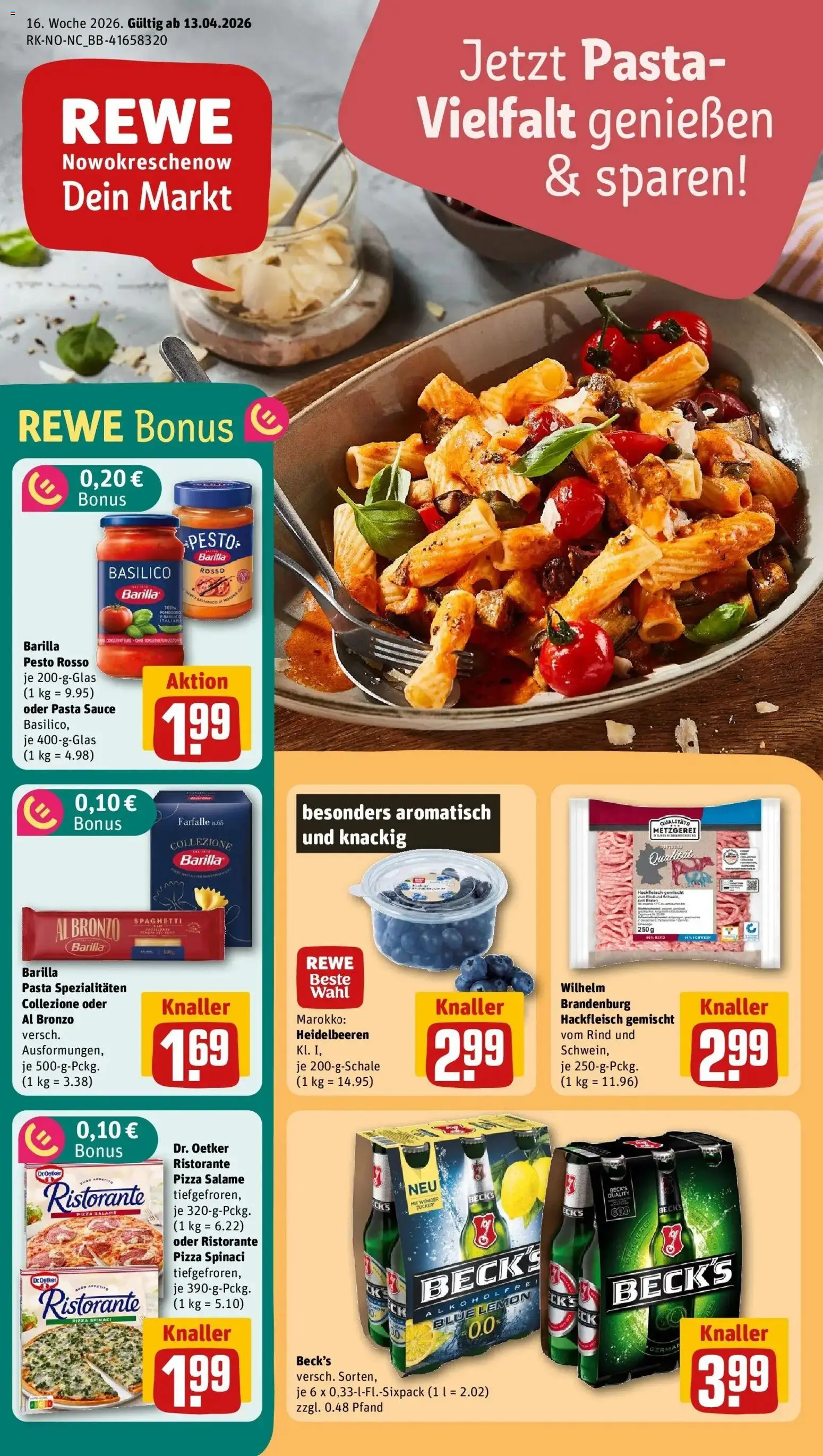 Rewe Prospekt Hamburg	 – gültig ab 13.04.2026 | Seite: 1 | Produkte: Ristorante, Barilla, Pasta, Pizza