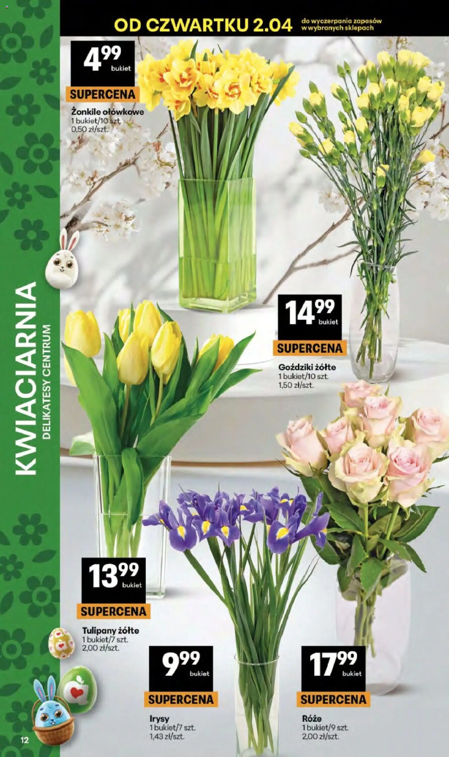 Delikatesy Centrum gazetka od 02.04.2026 | Strona: 12 | Produkty: Goździki, Delikatesy, Tulipany