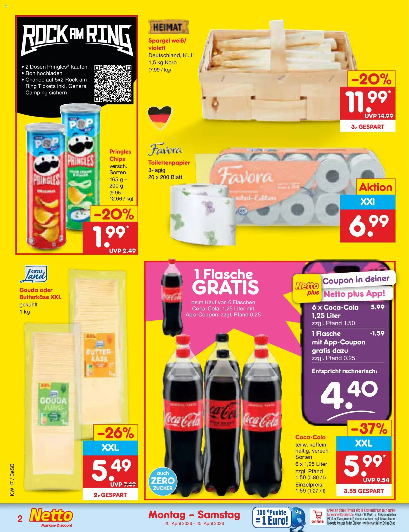 Netto Marken-Discount Prospekt 	 – gültig ab 20.04.2026 | Seite: 2 | Produkte: Cola, Spargel, Zucker, Pringles