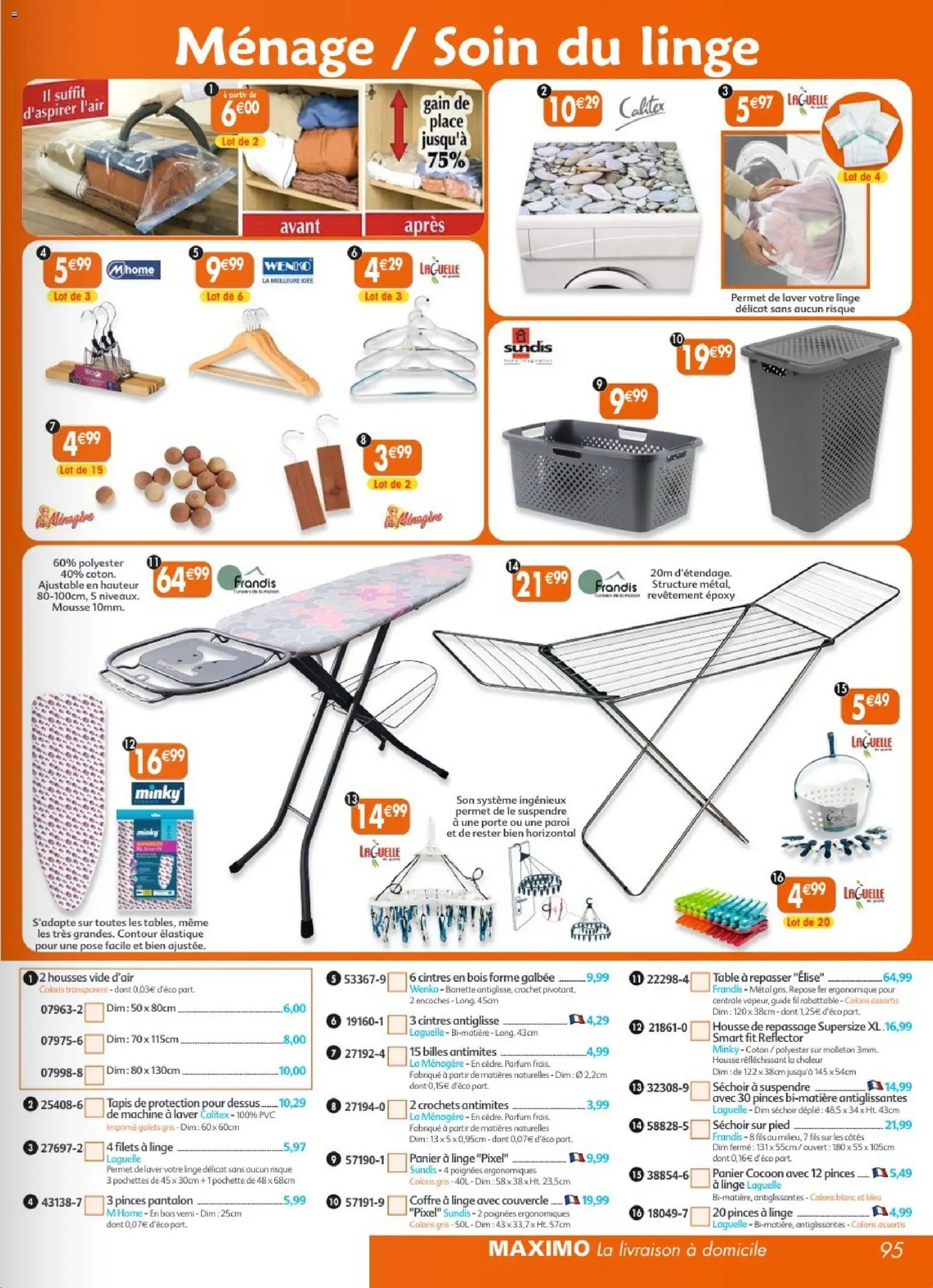 {H1} | Page: 95 | Produits: Pinces, Mousse, Panier, Pantalon