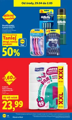 Pogląd oferty "Gillette Sensor3+ Comfort, 8x Gillette Sensor3+ Comfort razors." - ważna od 29.04.2026 | Strona: 24 | Produkty: Gillette, Papier toaletowy