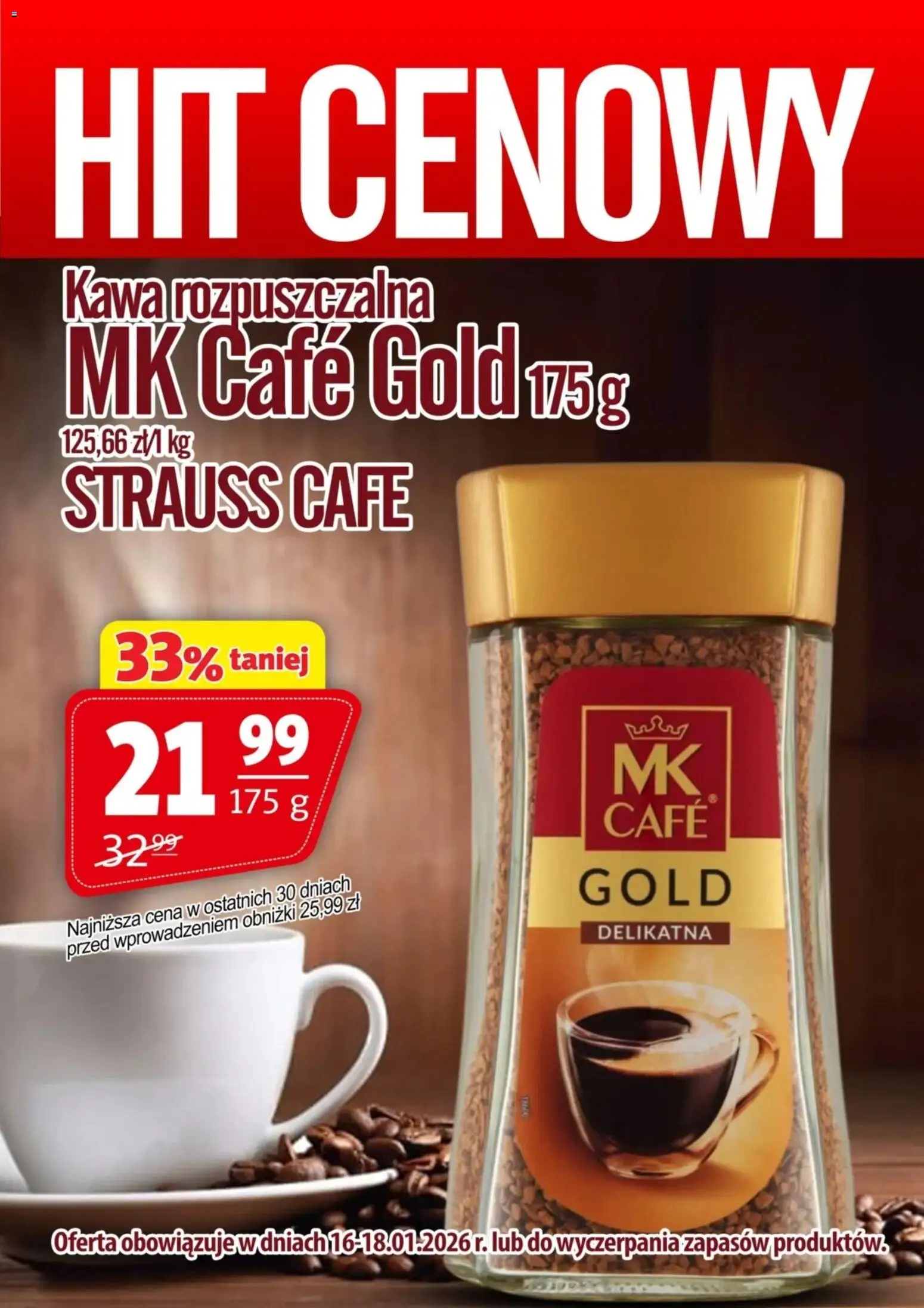 Prim Market Promocja - Kawa Rozpuszczalna Mk Cafe Gold od 16.01.2026 | Strona: 1 | Produkty: Kawa rozpuszczalna, Kawa