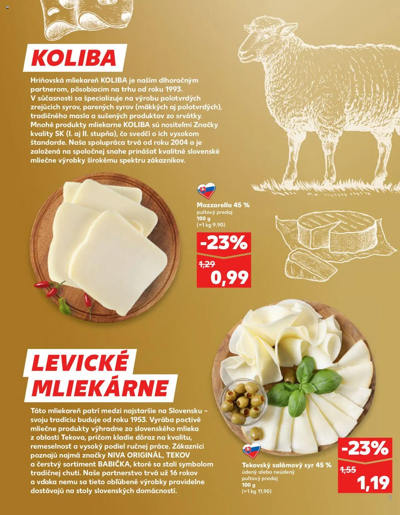 Kaufland SK akciós ujság - amely érvényes a következő dátumtól: 01.10.2025 | Oldal: 5 | Termékek: Mozzarella