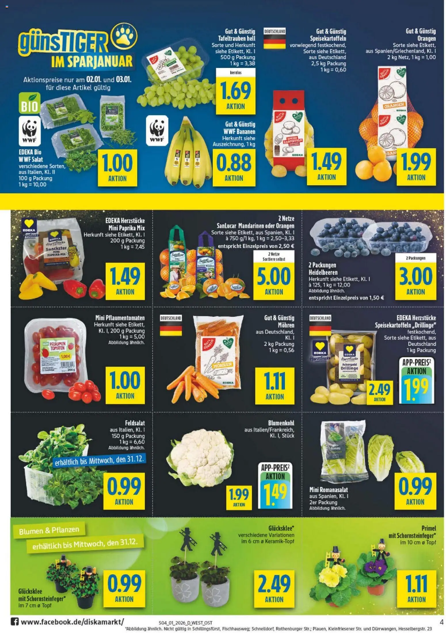 Diska - Diska Angebote Sachsen-Thüringen KW01 – gültig ab 29.12.2025 | Seite: 4 | Produkte: Orangen, Mohren, Blumenkohl, Salat