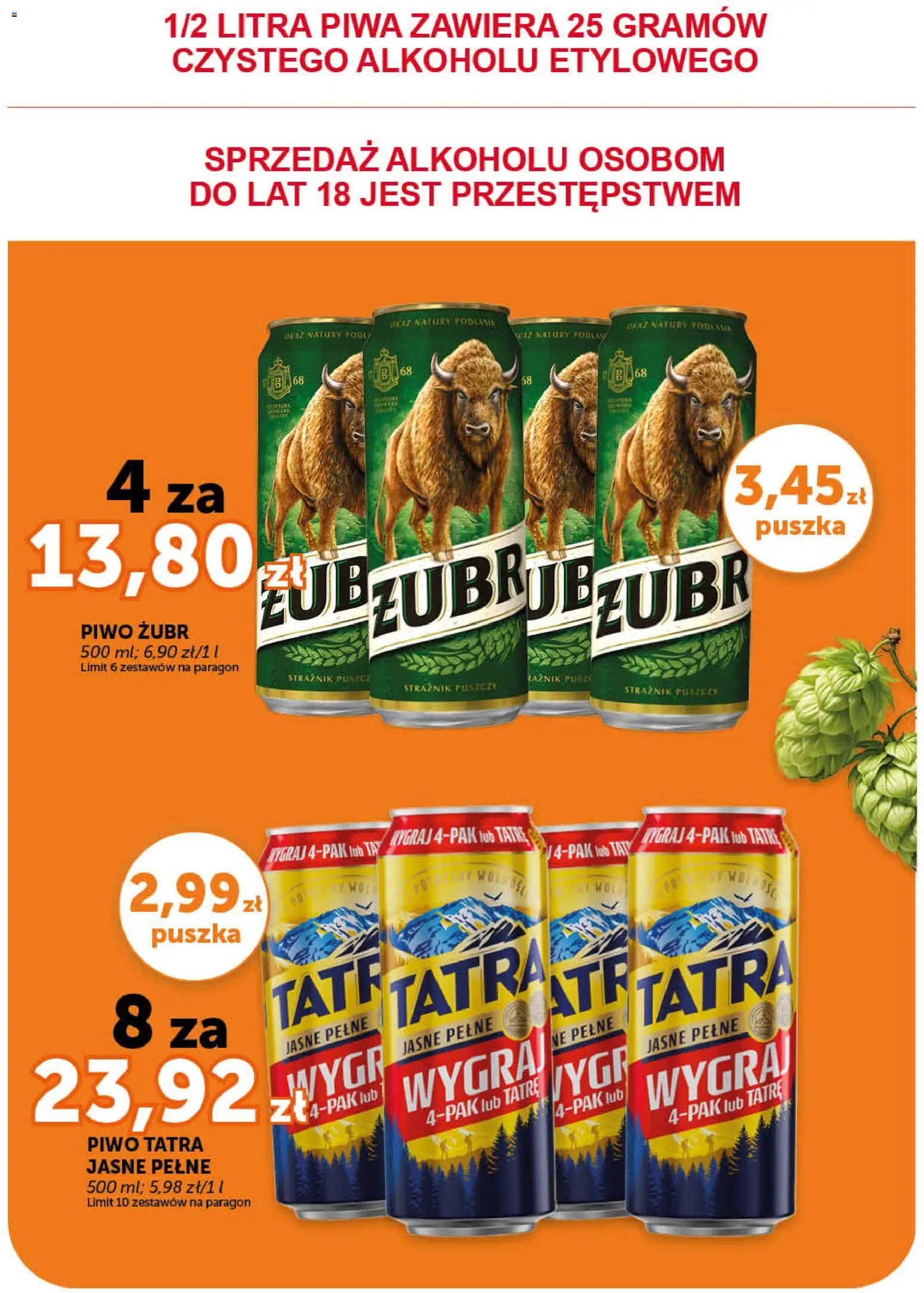 Groszek gazetka - Minimarket od 23.04.2026 | Strona: 12 | Produkty: Piwo żubr, Piwo