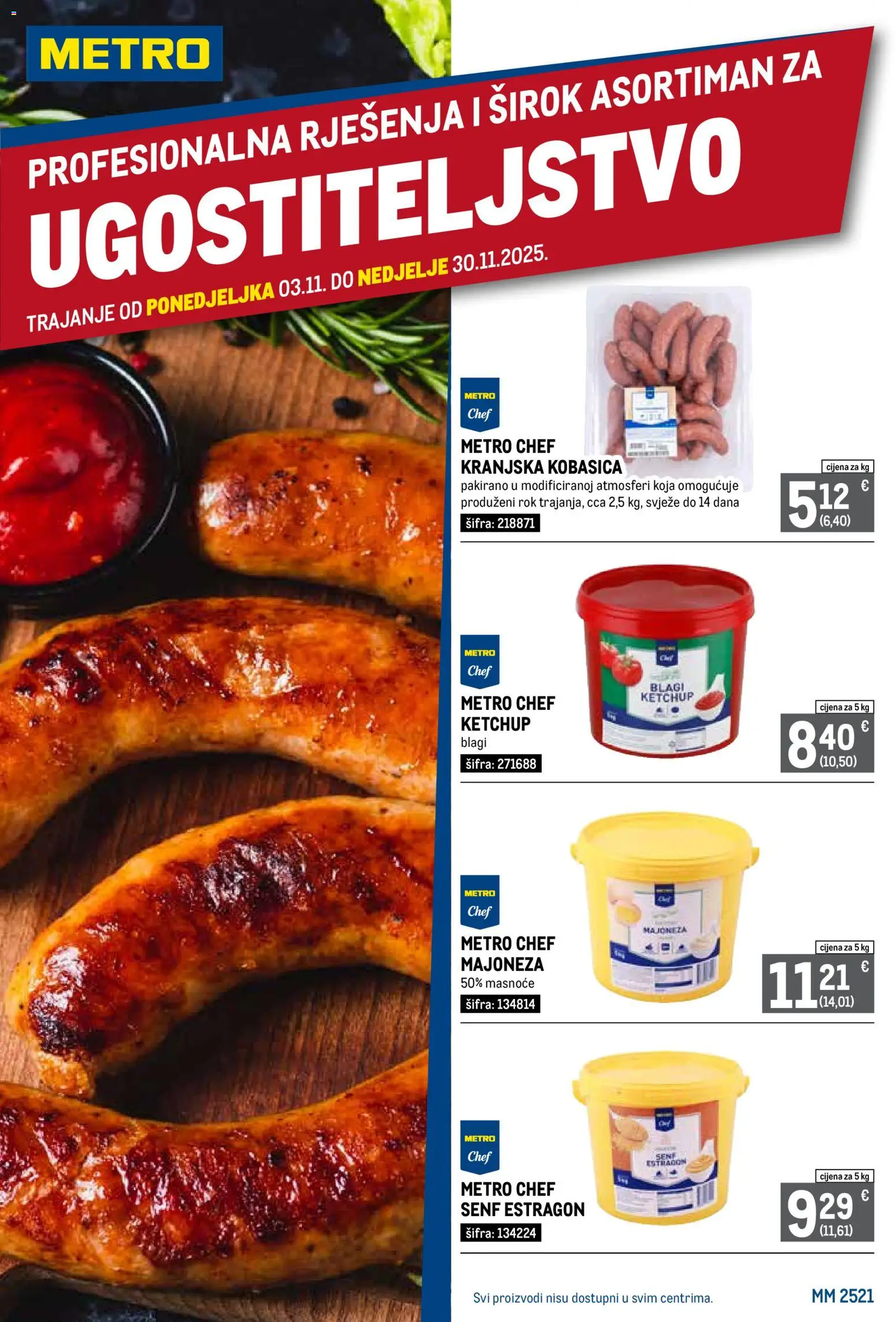 Metro katalog | vrijedi od 03.11.2025 | Stranica: 1 | Proizvodi: Kranjska kobasica, Majoneza, Kobasica, Senf