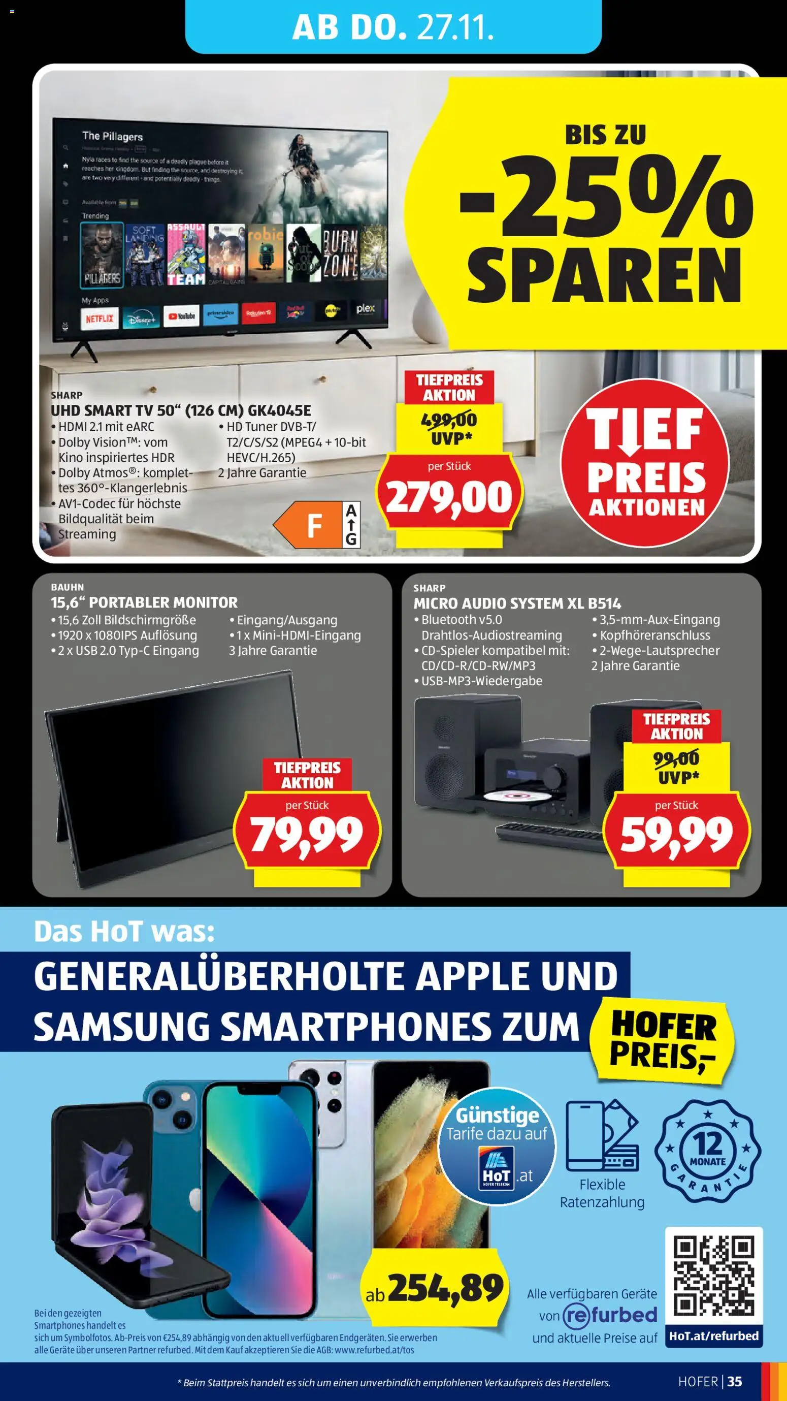 Hofer - Black Friday gültig ab 21.11.2025 | Seite: 49 | Produkte: Monitor, TV, Audio, USB