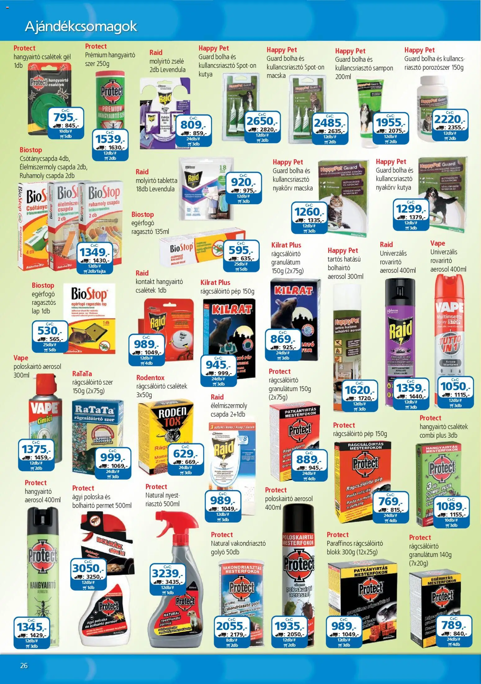 ÁRKLUB akciós ujság - amely érvényes a következő dátumtól: 01.02.2026 | Oldal: 26 | Termékek: Egérfogó, Kullancsriasztó, Riasztó, Sampon