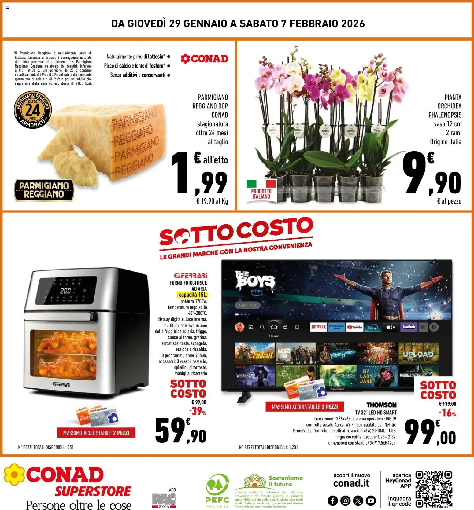 Volantino Conad del 29.01.2026 | Pagina: 32 | Prodotti: Friggitrice ad aria, Decoder, TV, Audio