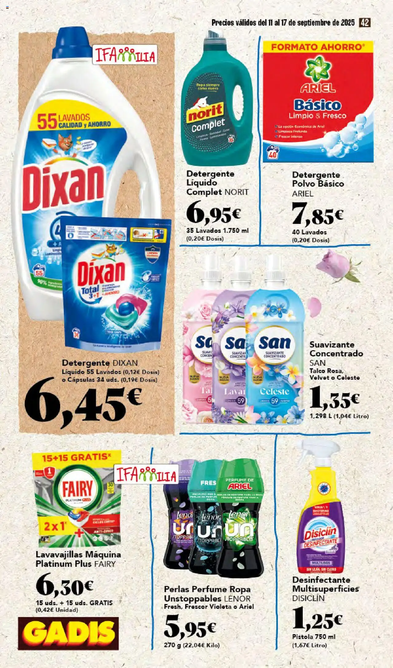 Gadis folleto │ válido desde el 11.09.2025 | Página: 42 | Productos: Polvo, Ropa, Lavavajillas, Cama